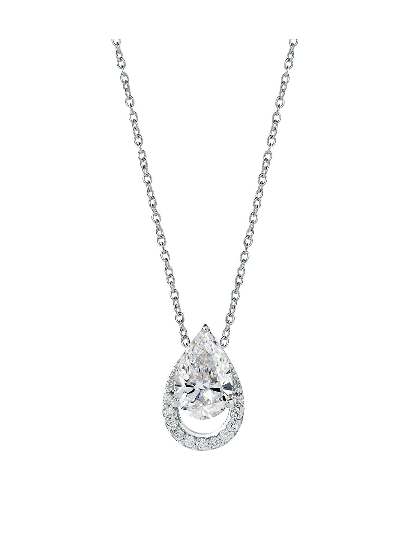 Product photograph of Created Brilliance Riva 9ct White Gold 1 05ct Tw Lab Grown Diamond Necklace from very.co.uk