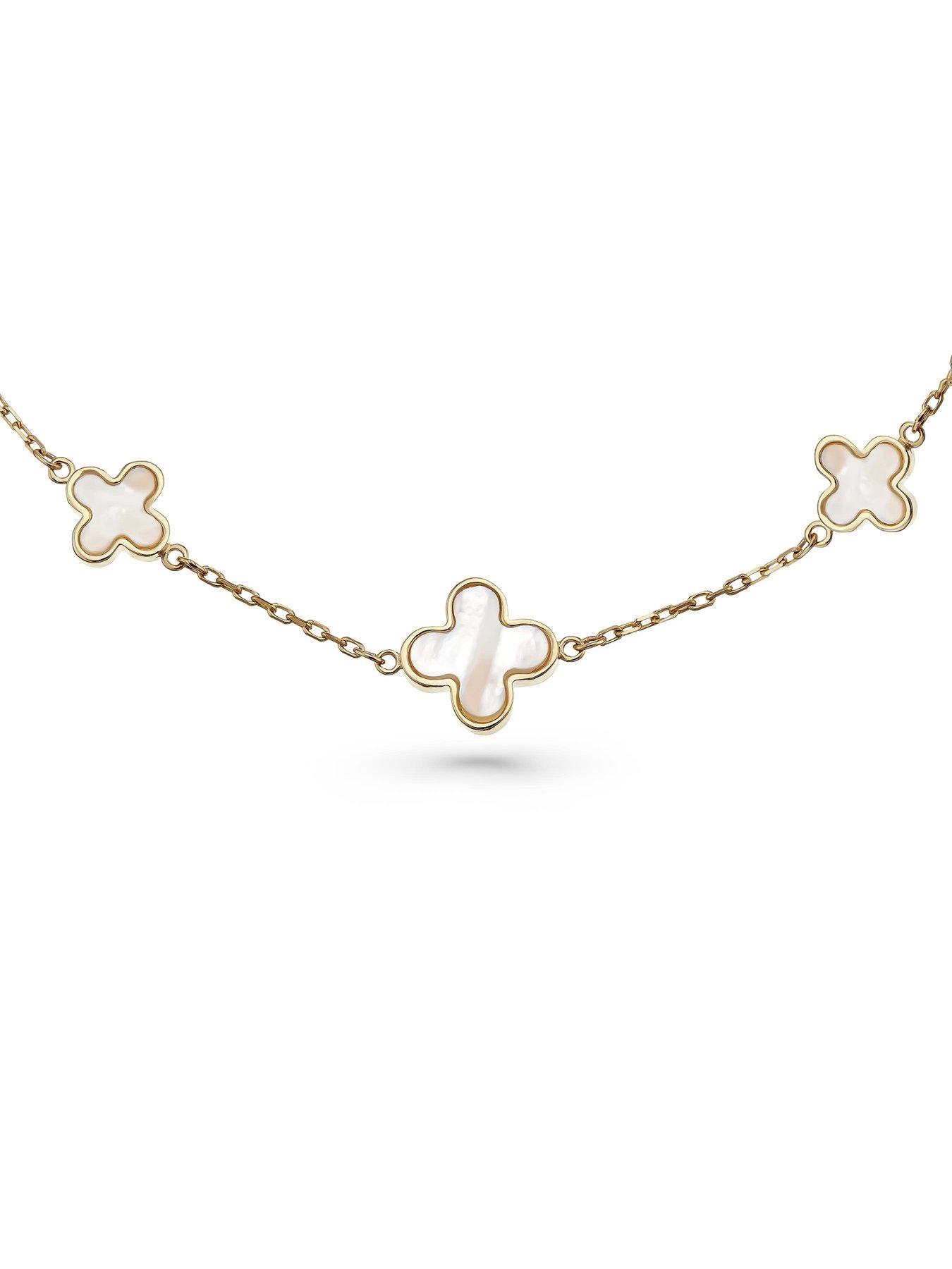 Image 3 of 4 of Beaverbrooks 9ct Yellow Gold Mother of Pearl Clover Hoop Bracelet