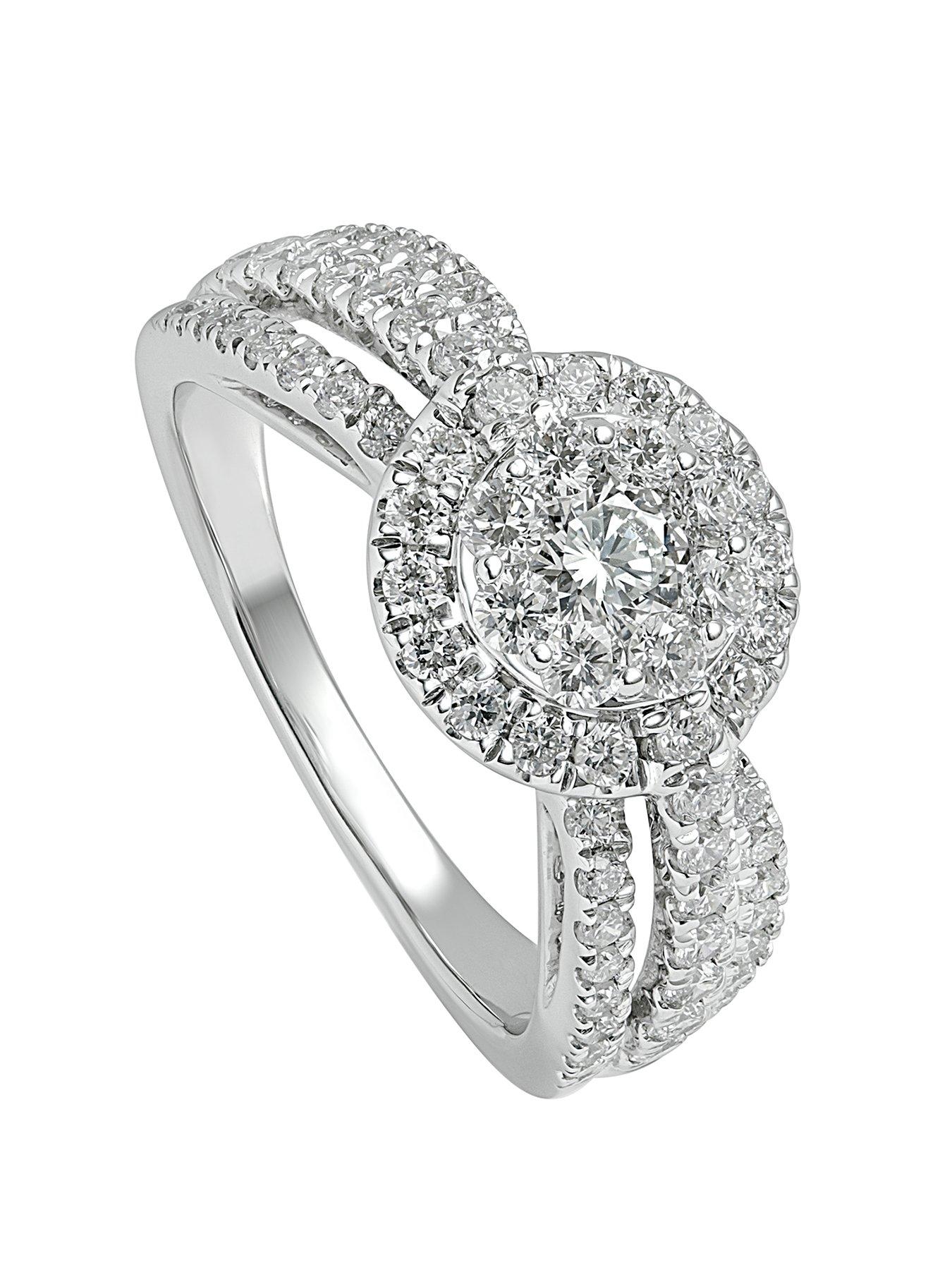 Product photograph of Created Brilliance Fergie 9ct White Gold 1ct Tw Lab Grown Diamond Engagement Ring from very.co.uk