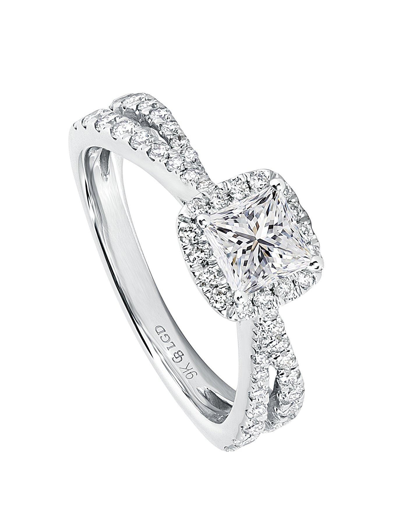 Product photograph of Created Brilliance Marina 9ct White Gold 1ct Tw Lab Grown Diamond Engagement Ring from very.co.uk