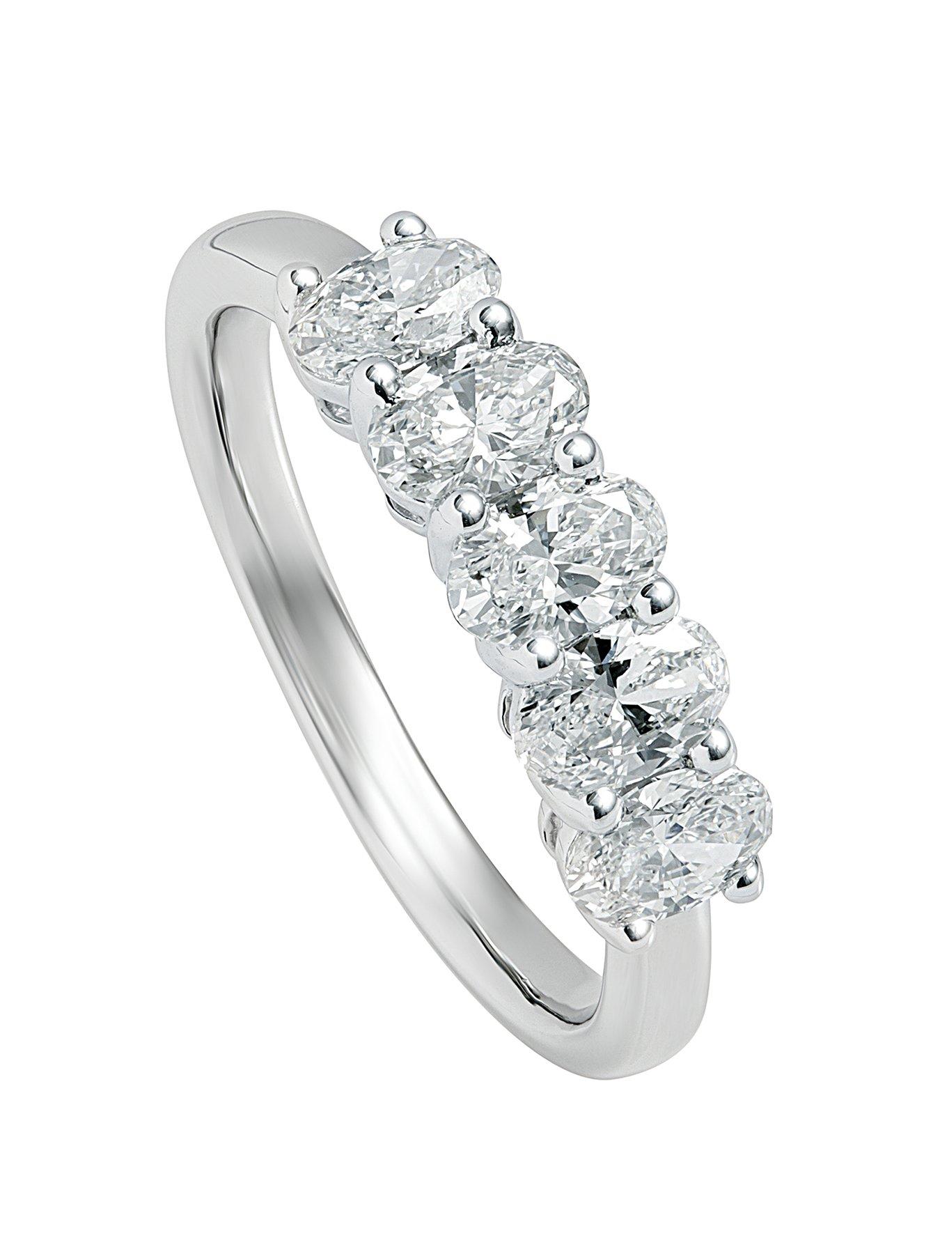Image 1 of 5 of Created Brilliance Chiara 9ct White Gold 1ct tw Lab Grown Diamond Five Stone Engagement Ring