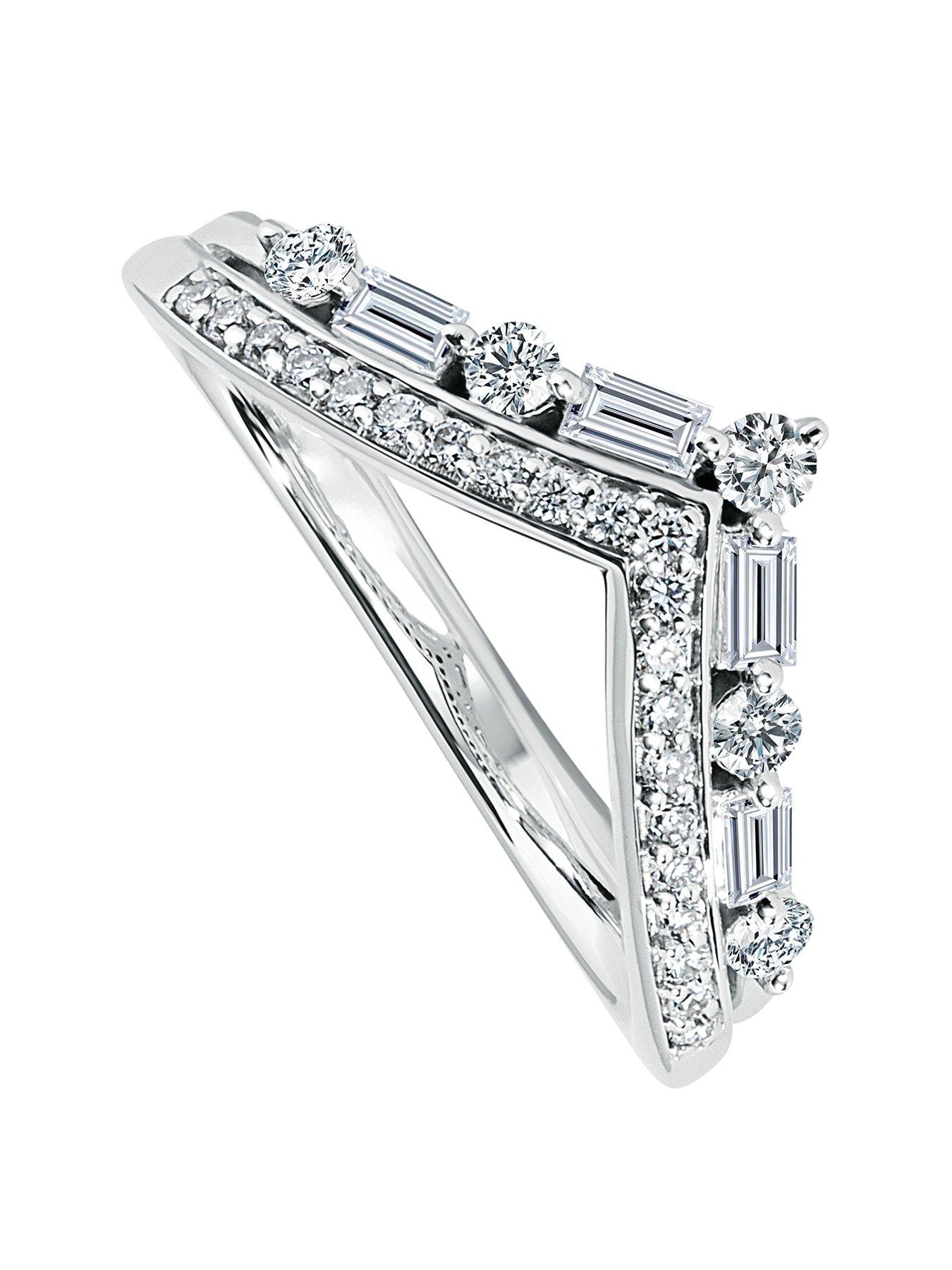 Product photograph of Created Brilliance Riviera 9ct White Gold 0 40ct Tw Lab Grown Diamond Wishbone Ring from very.co.uk