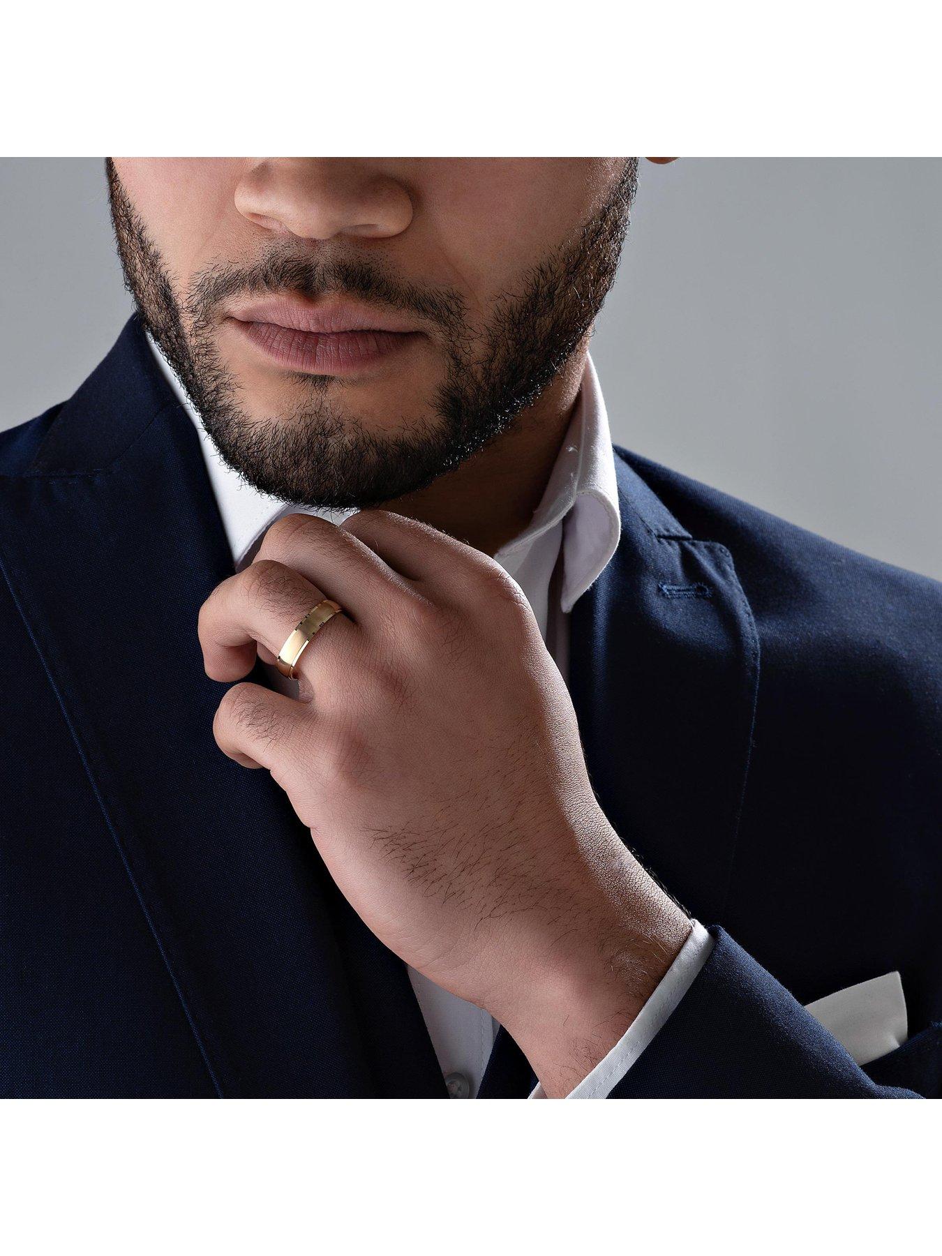 Beaverbrooks 9ct Gold Brushed Men's Wedding Ring Very.co.uk