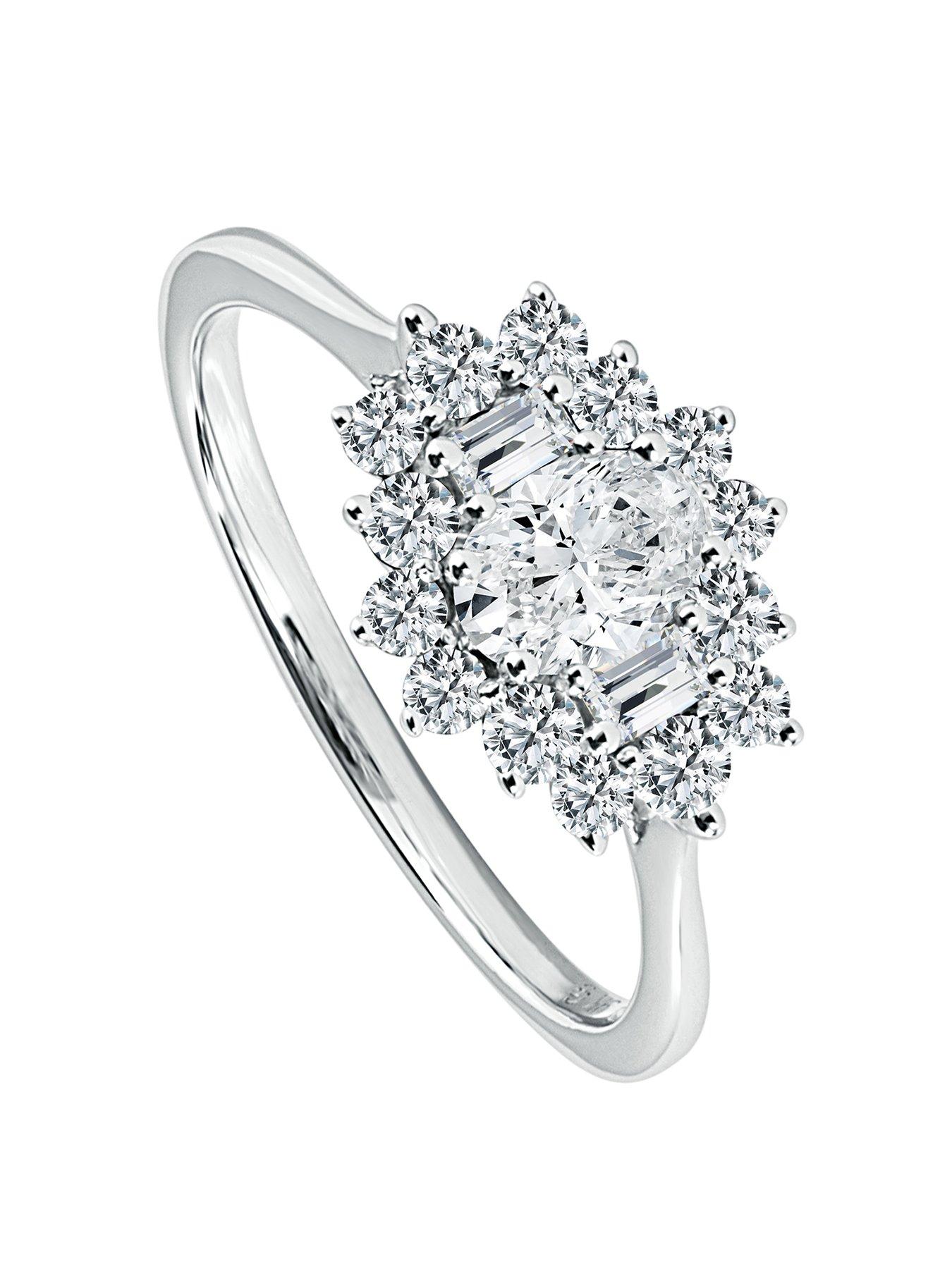 Product photograph of Created Brilliance Daisy 9ct White Gold 0 75ct Tw Lab Grown Diamond Cluster Ring from very.co.uk