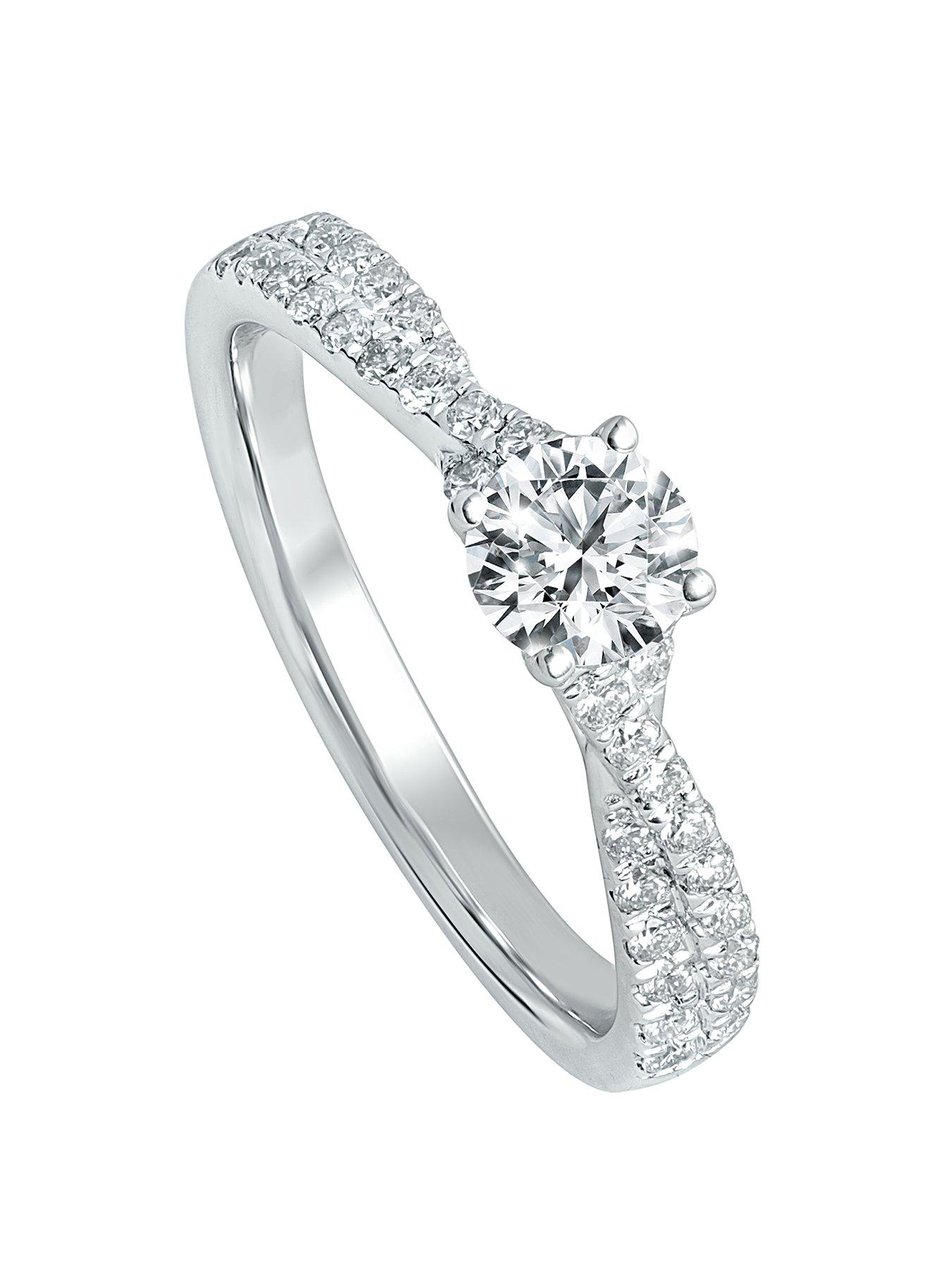 Product photograph of Created Brilliance Amie 9ct White Gold 0 66ct Tw Lab Grown Diamond Engagement Ring from very.co.uk