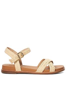 dune london lassey leather ankle strap sandals - natural