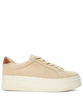 dune london exaggerate platform laced trainers - beige