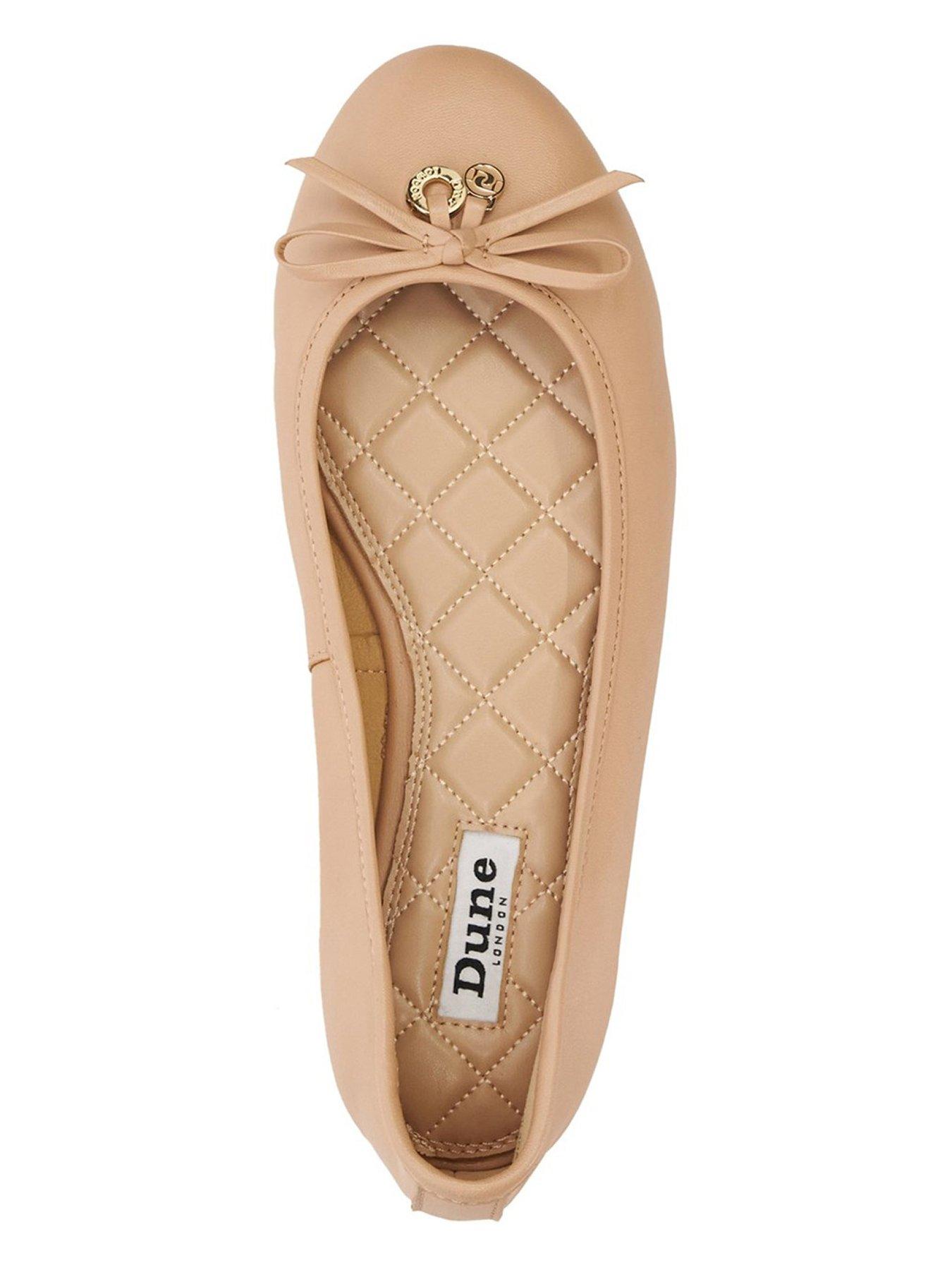 Dune London Wide Fit Hallo Leather Ballerina Flat Shoes Nude Very