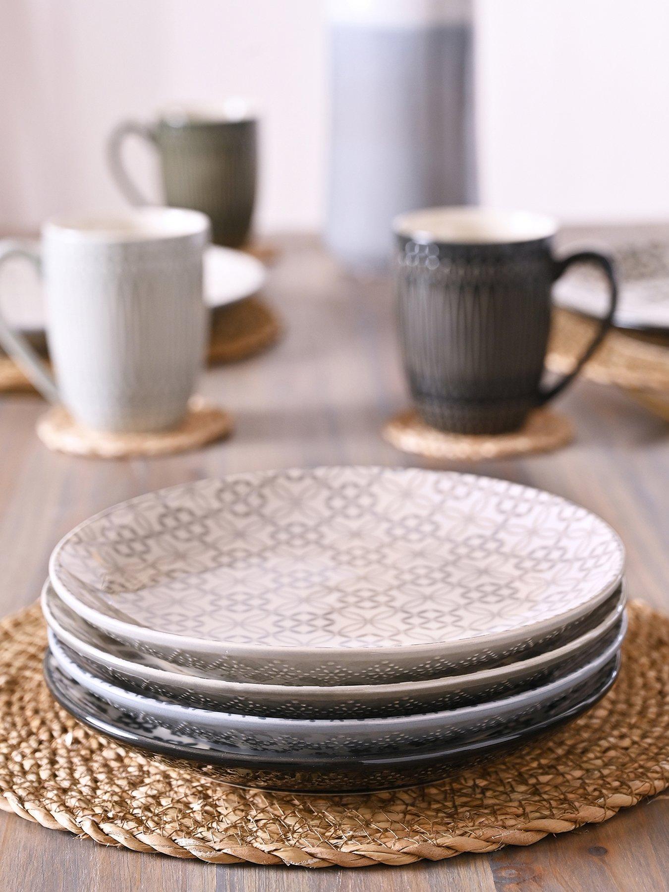 Product photograph of Hestia Retreat Tile Pattern Side Plates Ndash Set Of 4 from very.co.uk