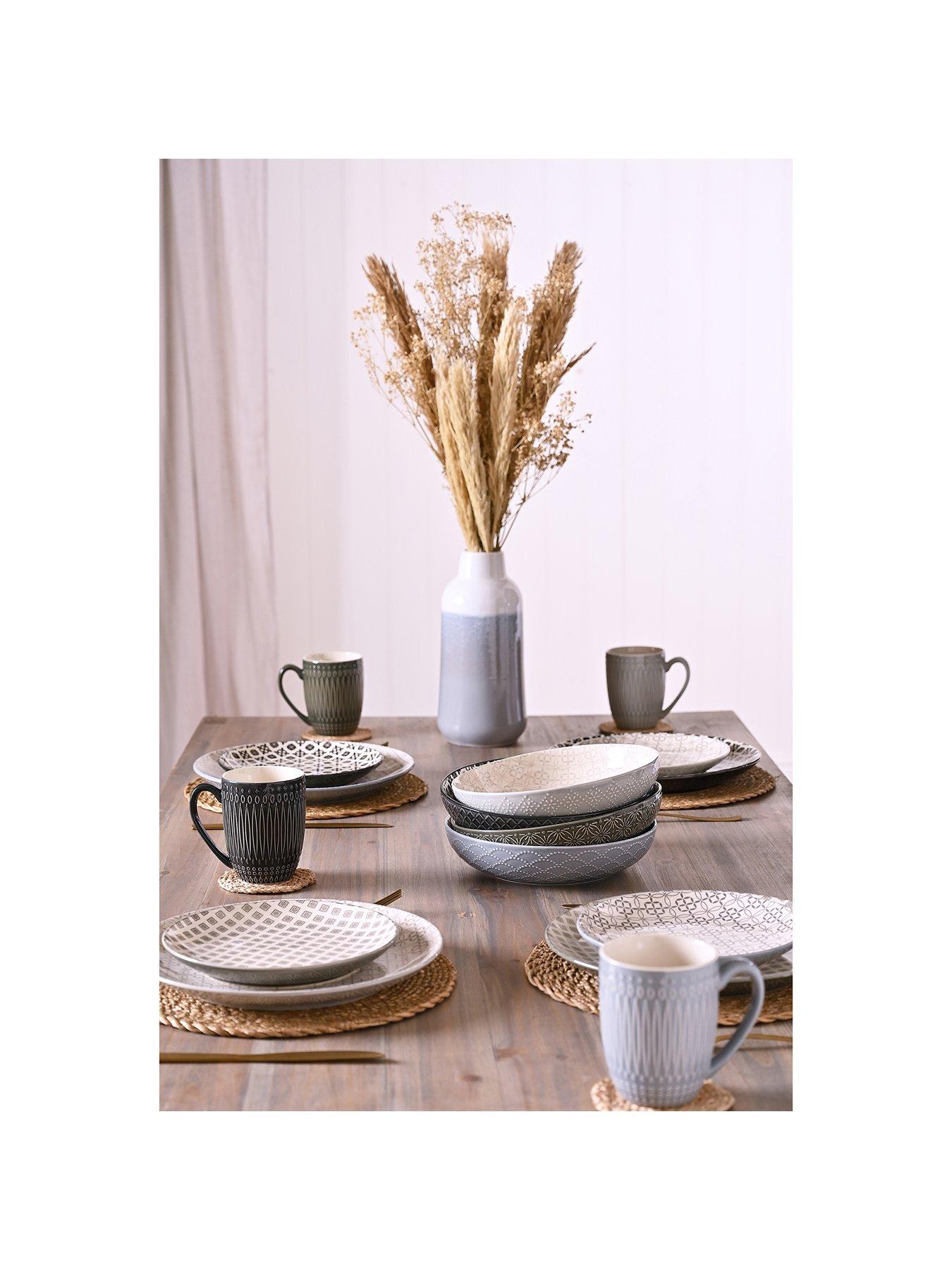 Product photograph of Hestia Retreat Tile Pattern Dinner Plates Ndash Set Of 4 from very.co.uk