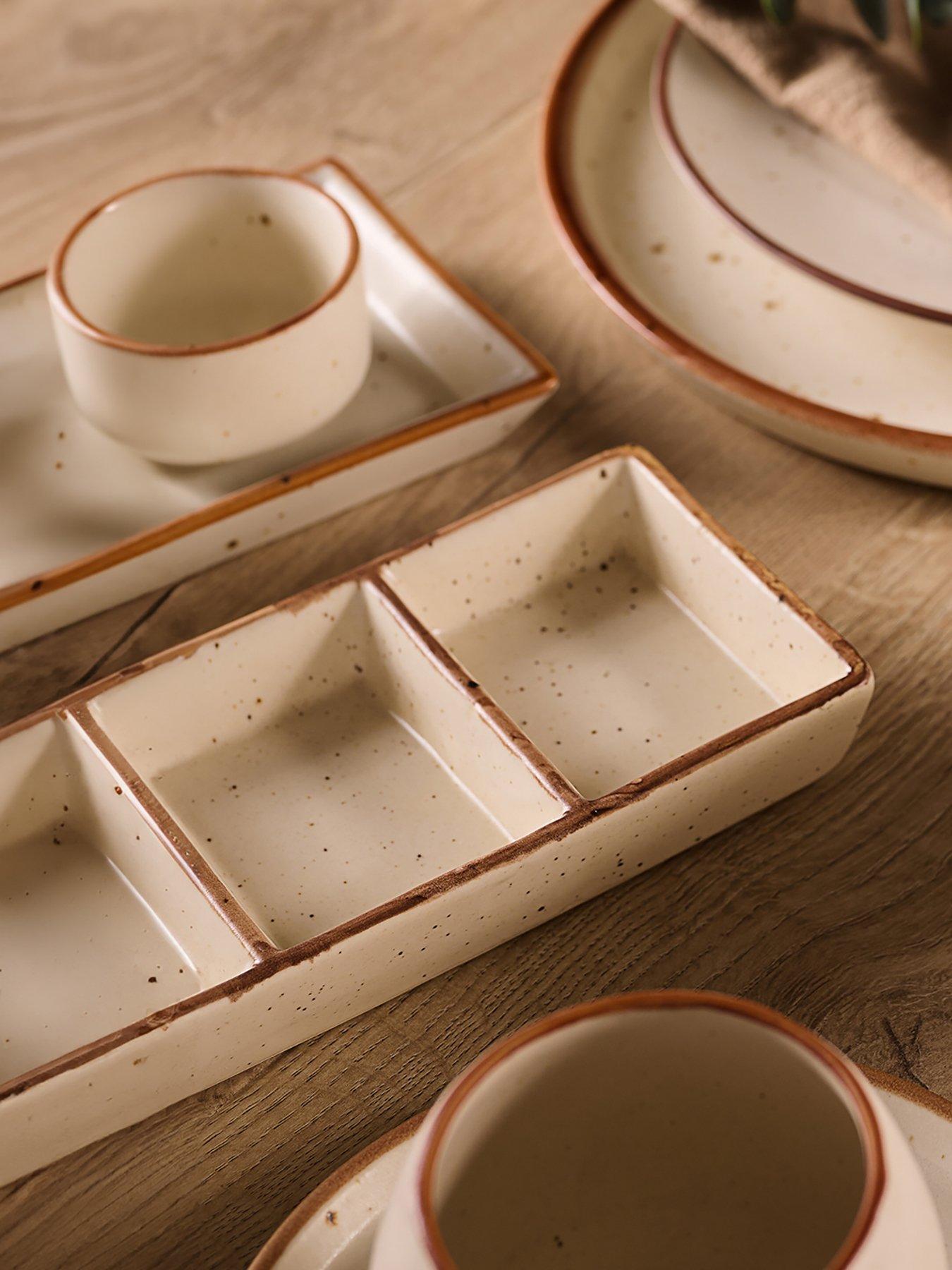 Product photograph of Hestia Rustica 3-section Rectangular Serving Platters Ndash Set Of 2 from very.co.uk