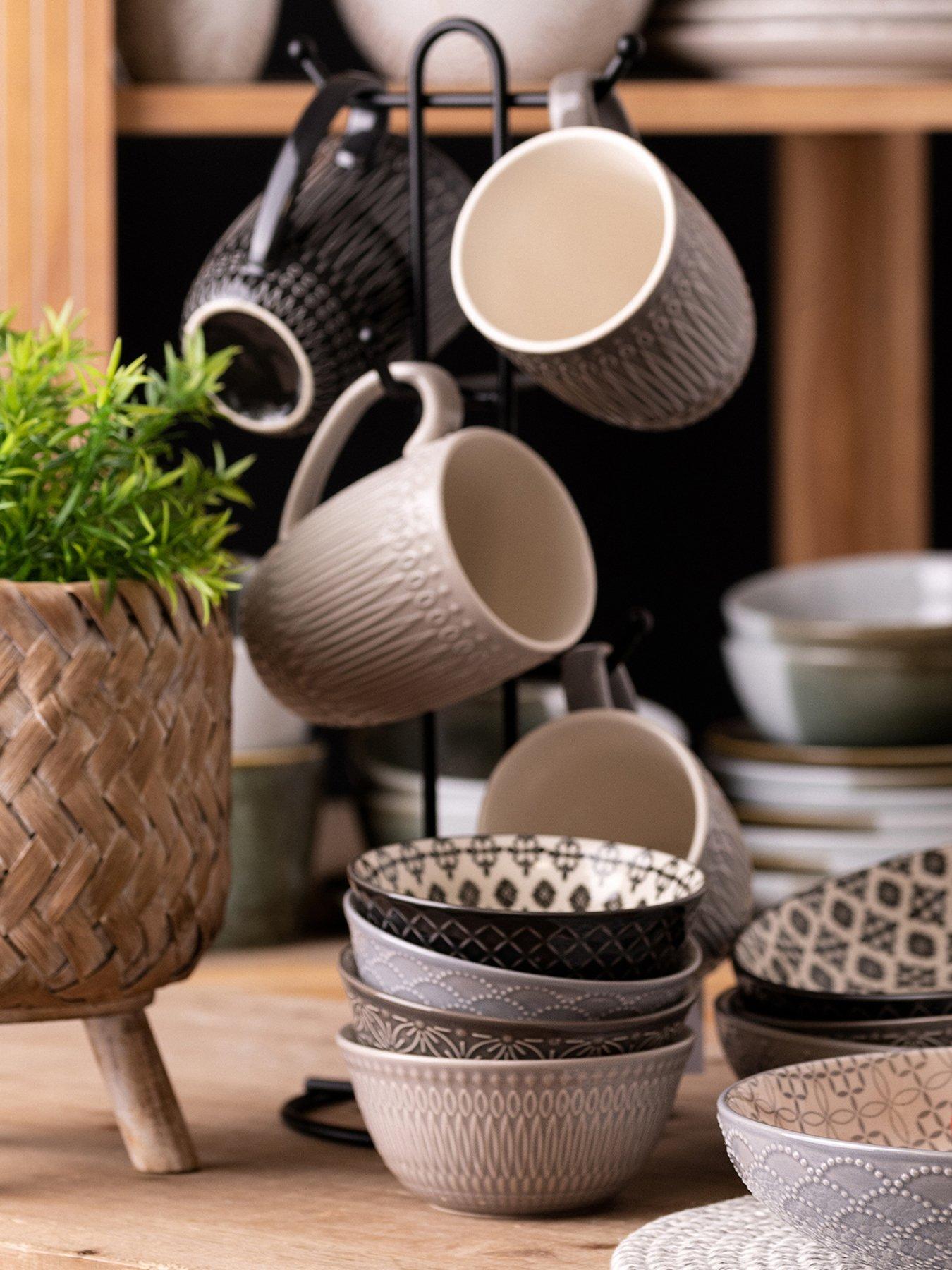 Product photograph of Hestia Retreat Tile Pattern Mugs Ndash Set Of 4 from very.co.uk