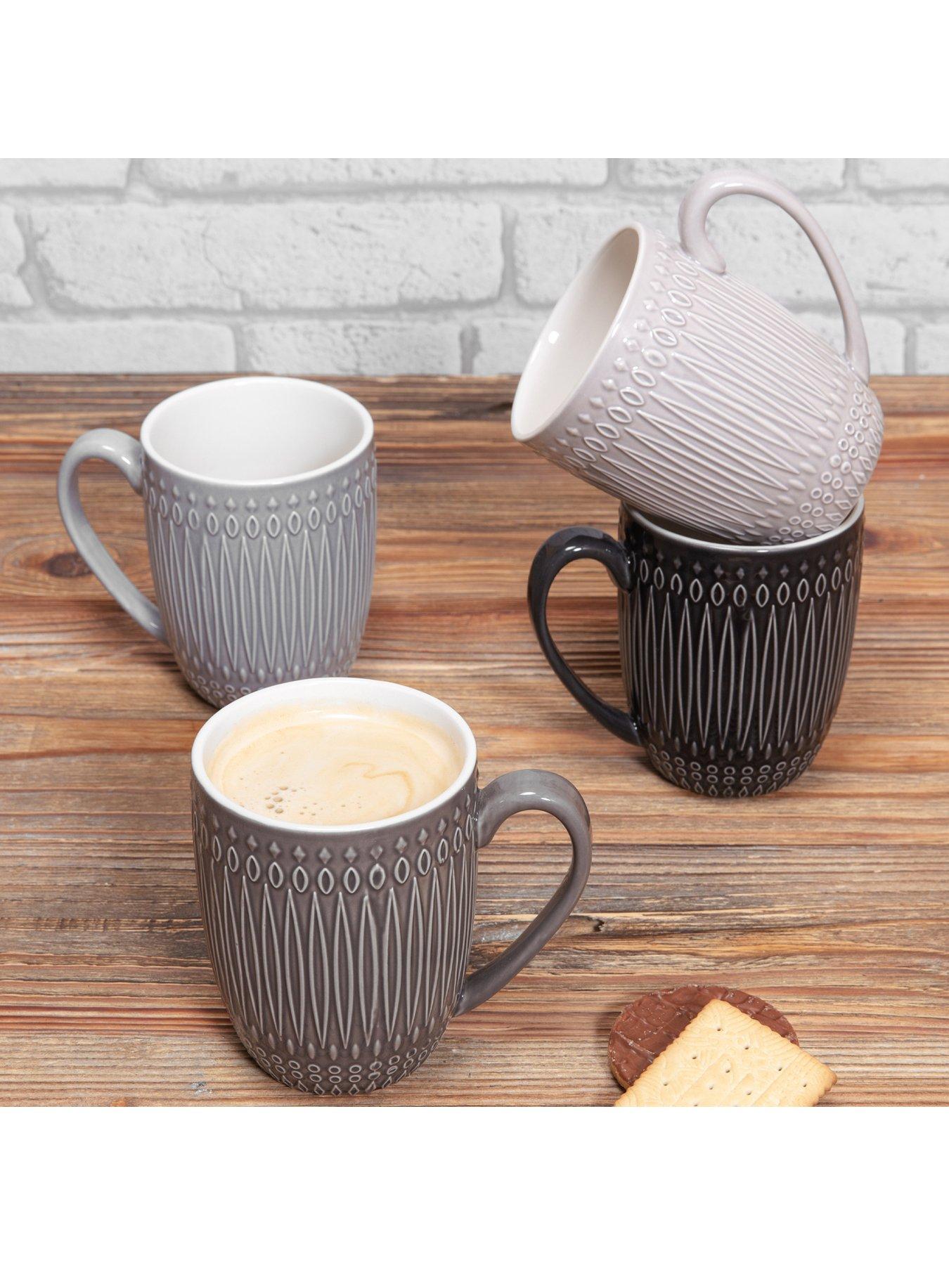 Mugs Set Of 4 Homvare Porcelain Coffee Mugs  4 Pack, 10 Ounce Capacity,  Dishwasher & Microwave Safe, Classic Design