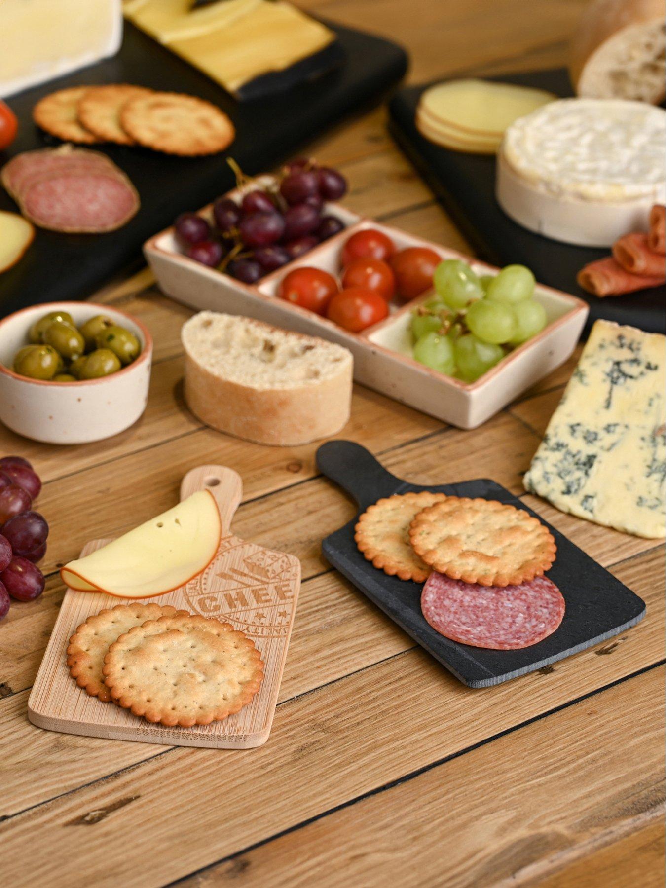 Product photograph of Hestia Set Of 6 Mini Serving Platters Ndash Wood And Slate from very.co.uk