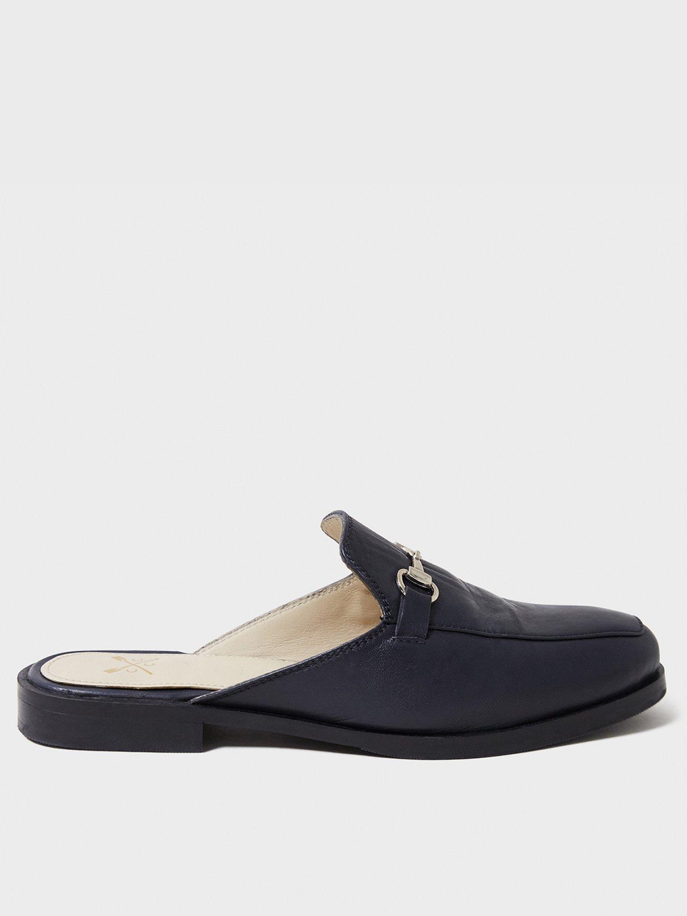 Leather backless loafers store womens