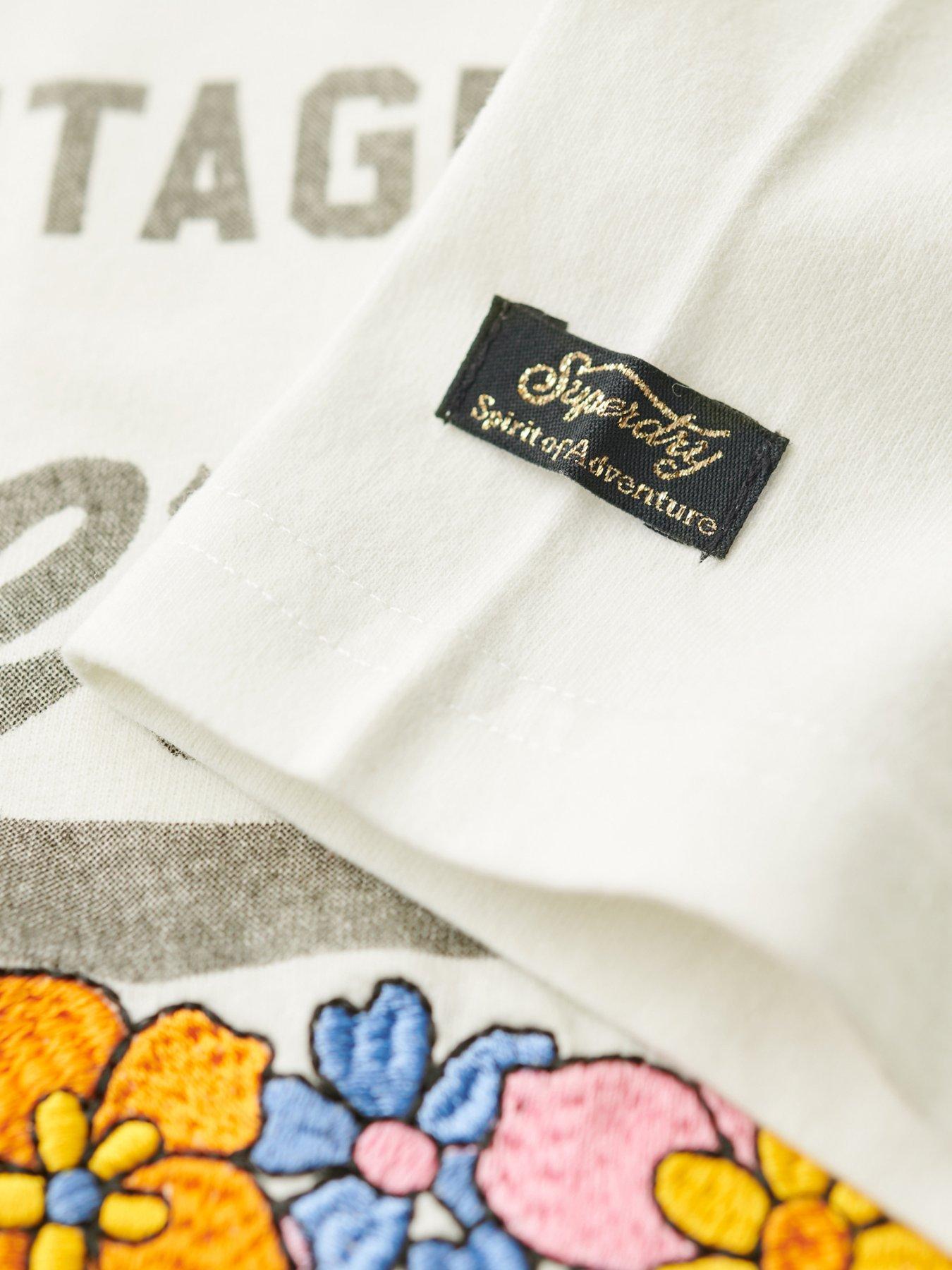 Superdry Vintage Logo Premium Floral T-Shirt - Cream | Very.co.uk