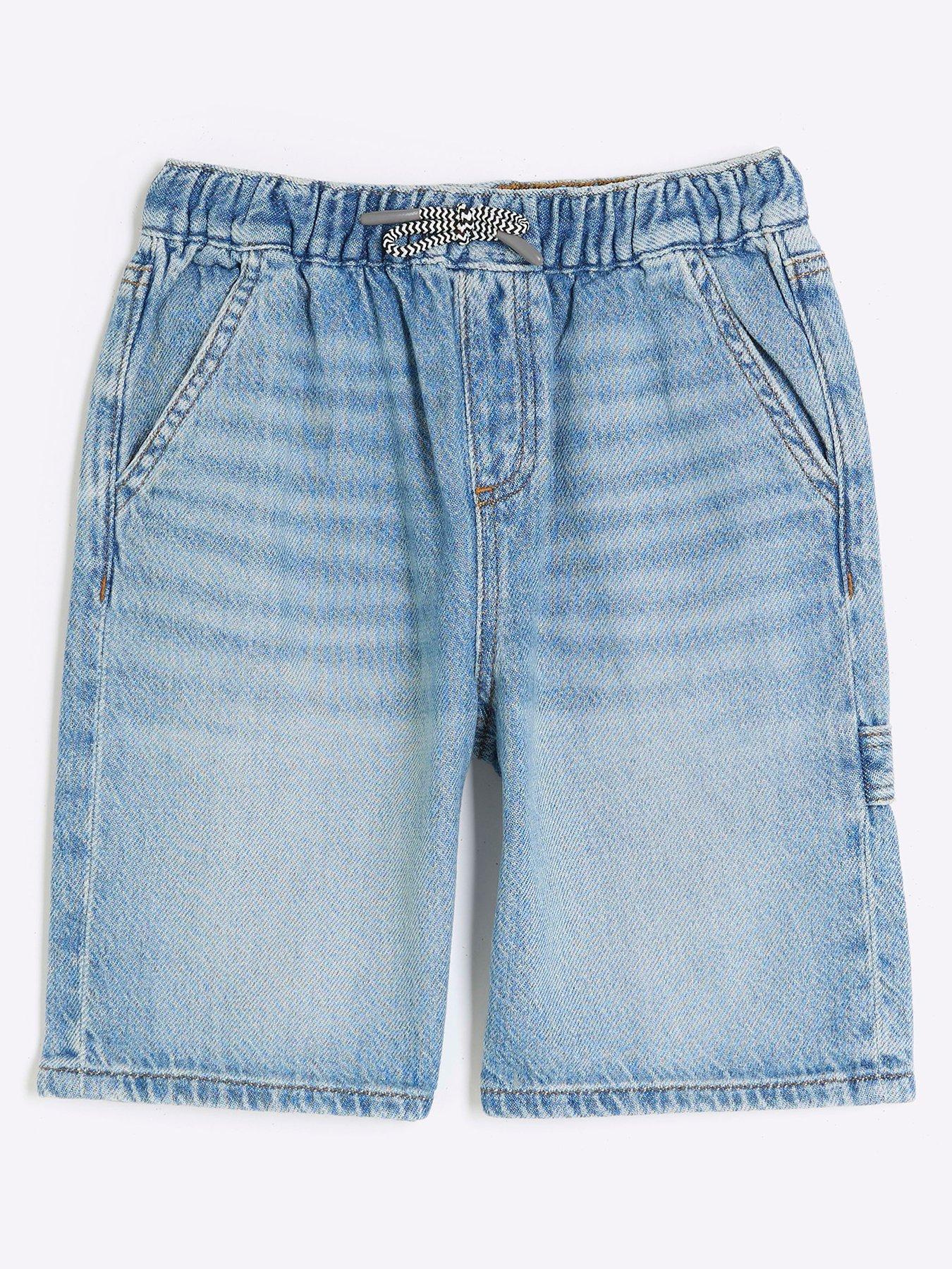 River Island Boys Elasticated Baggy Denim Shorts - Blue | Very.co.uk