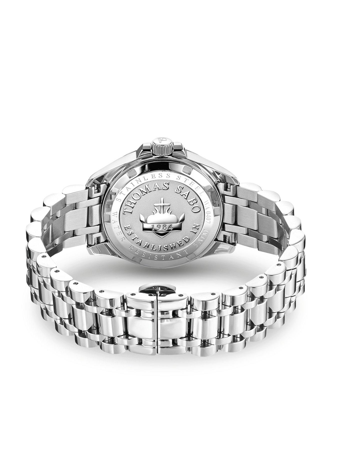 Thomas Sabo Silver watch, burgundy dial, white Sapphire