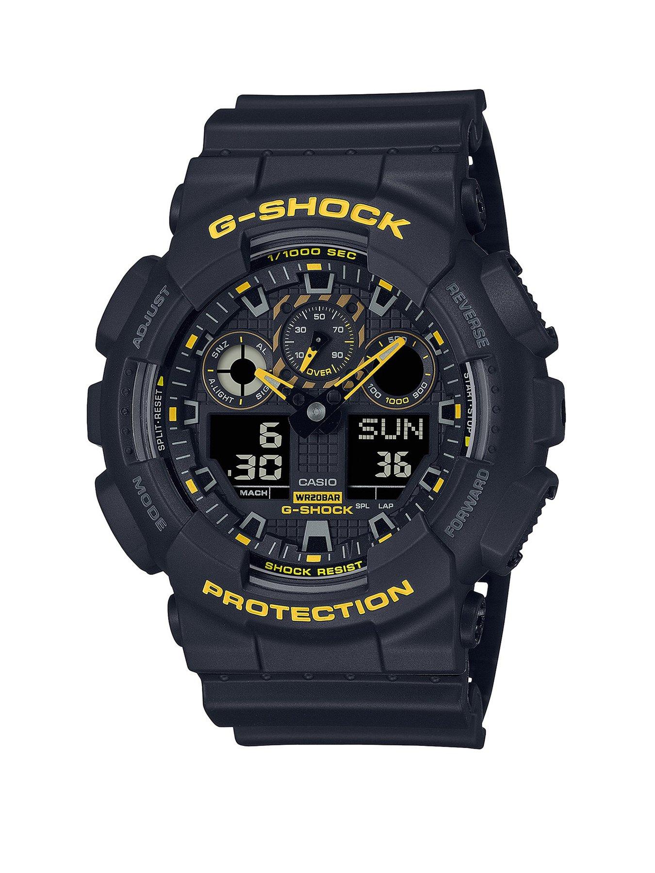 Product photograph of Casio G-shock Ga-100cy-1aer Black Yellow Resin Watch from very.co.uk