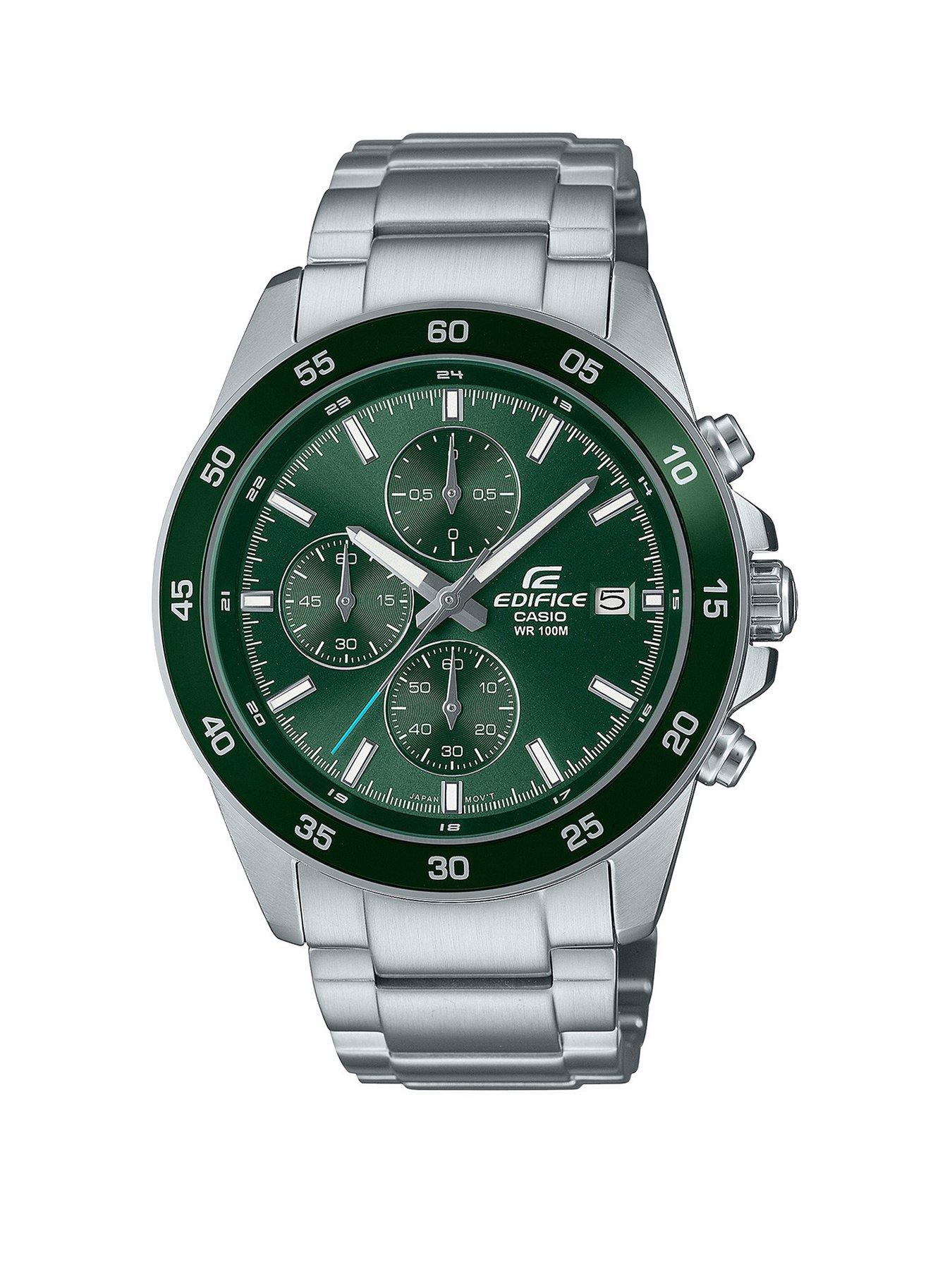 Casio Edifice EFR 526D 3AVUEF Stainless Steel Green Dial Watch Very