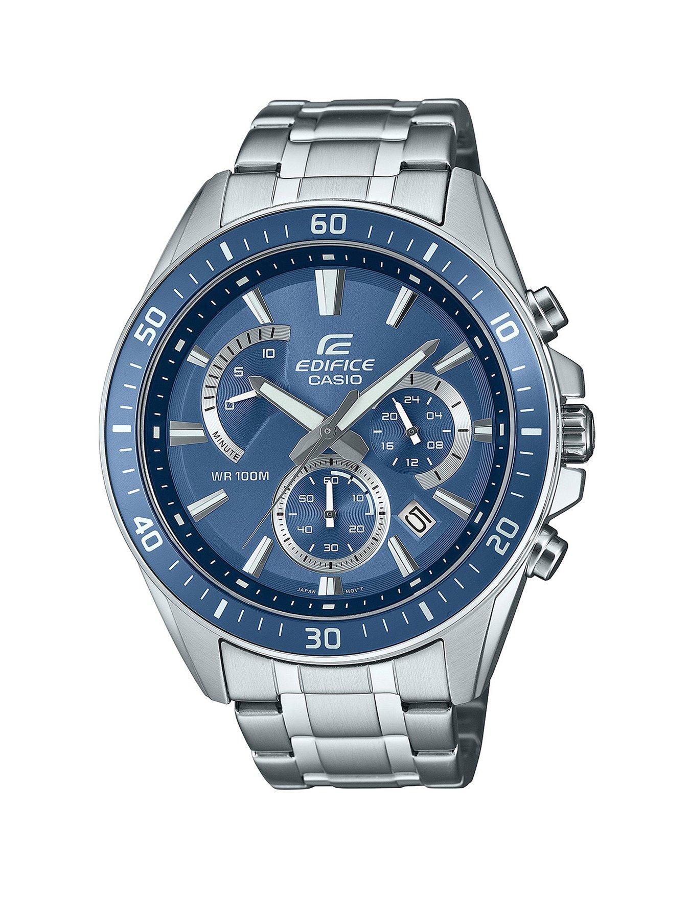 Product photograph of Casio Edifice Efr-552d-2avuef Stainless Steel Blue Dial Watch from very.co.uk