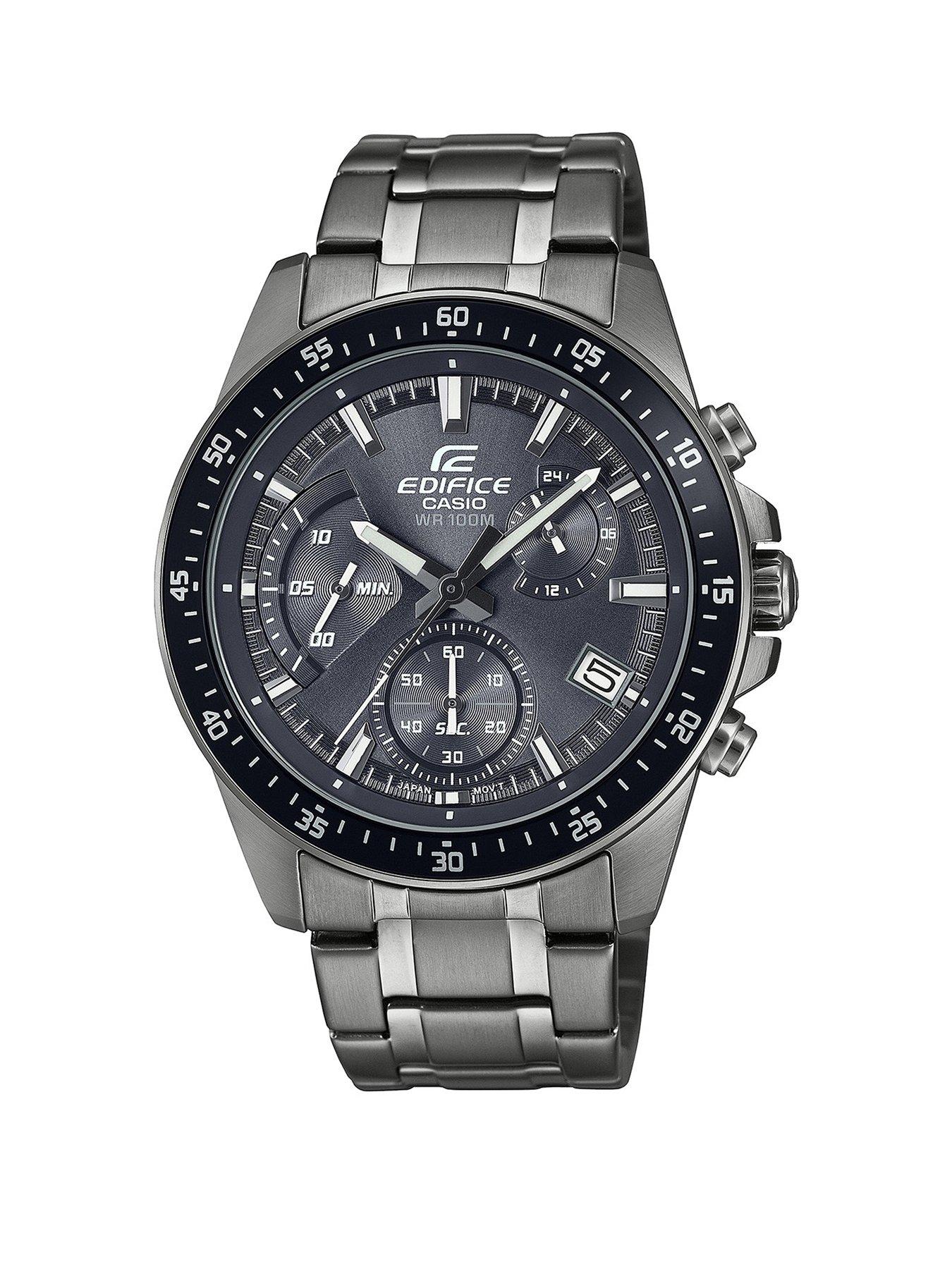 Edifice casio silver tone chronograph watch hotsell