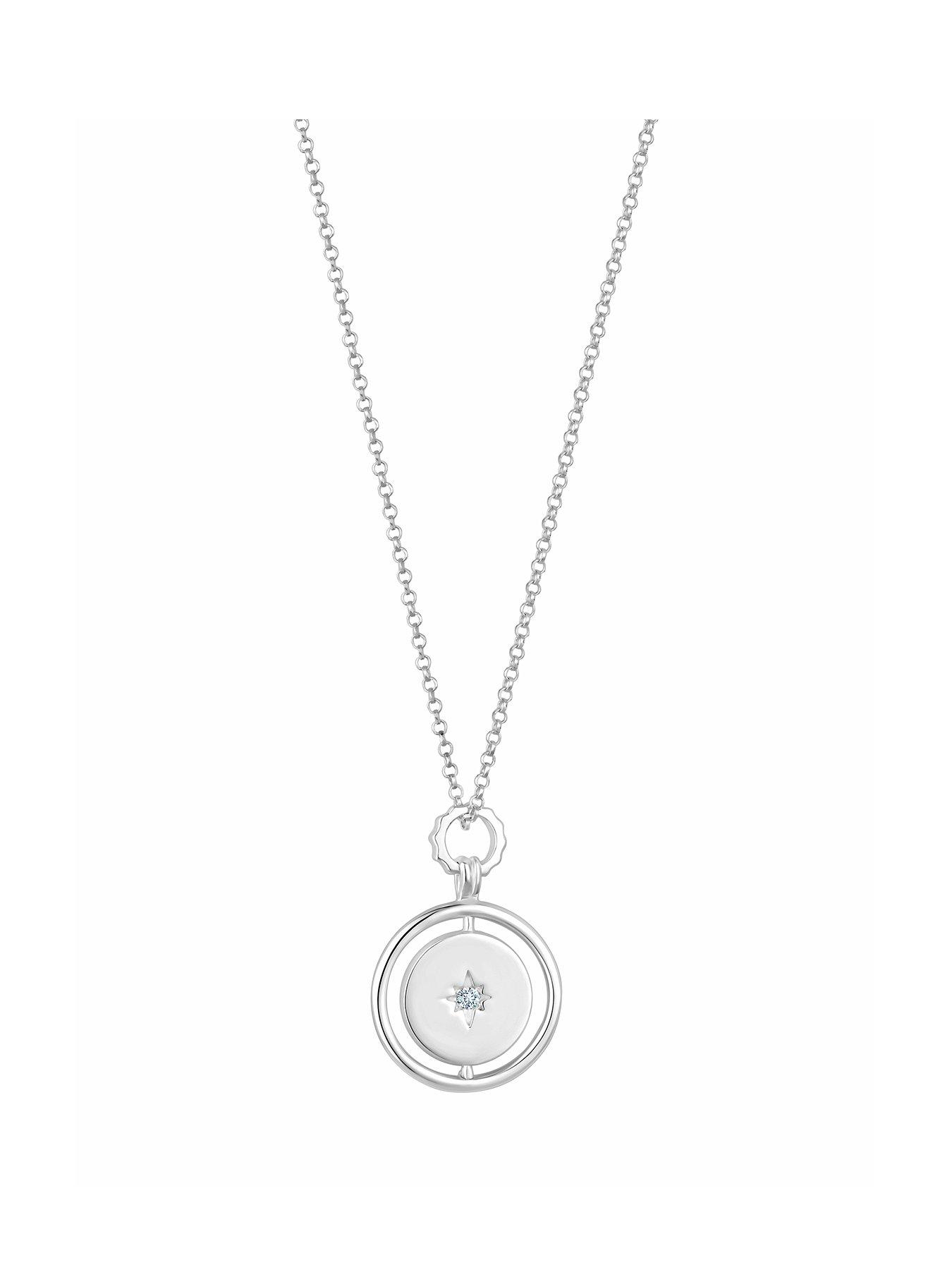 Product photograph of Simply Silver Sterling Silver 925 Star Coin Pendant Necklace from very.co.uk
