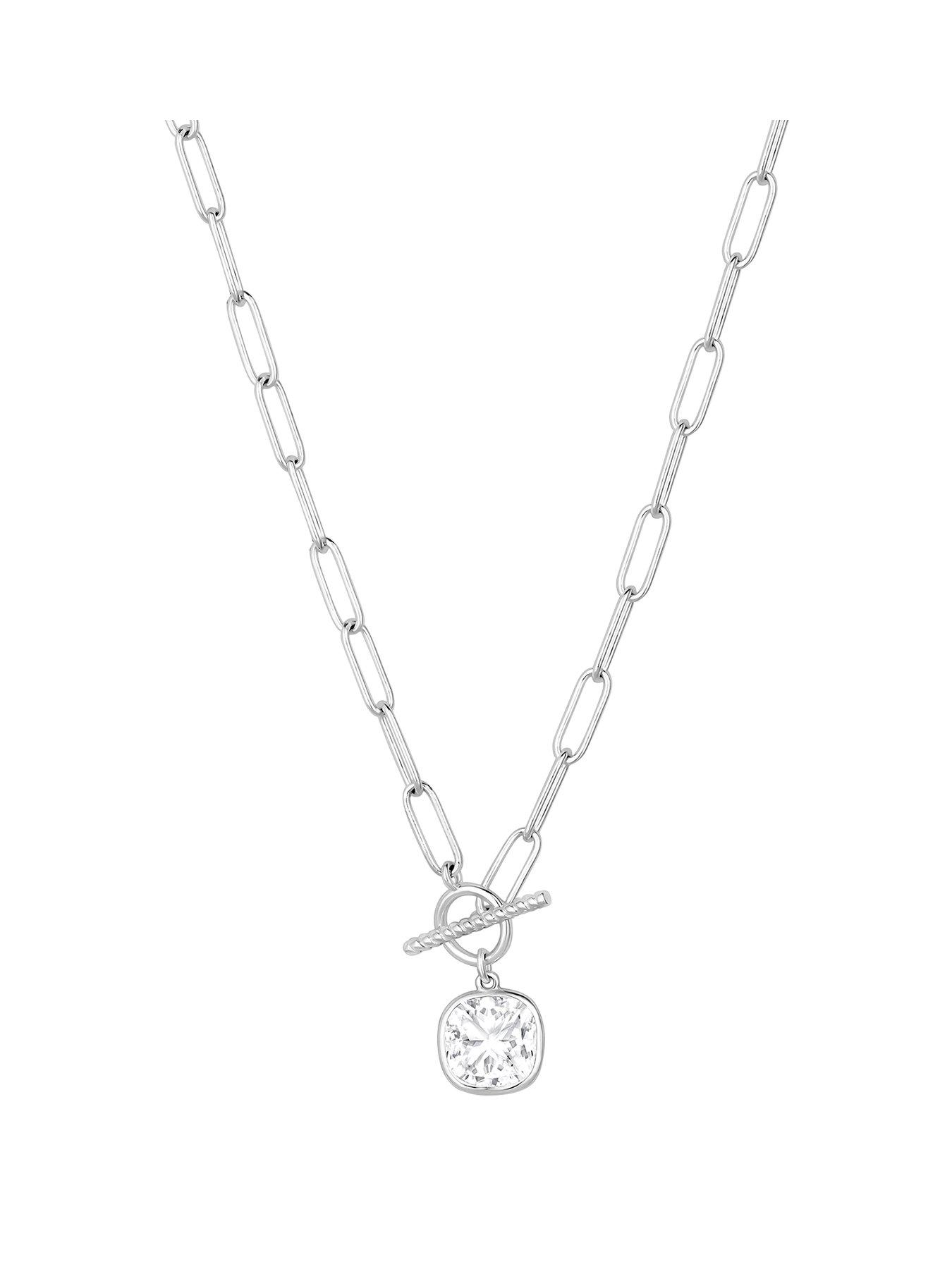 Product photograph of Simply Silver Sterling Silver 925 Cubic Zirconia Pendant Necklace from very.co.uk
