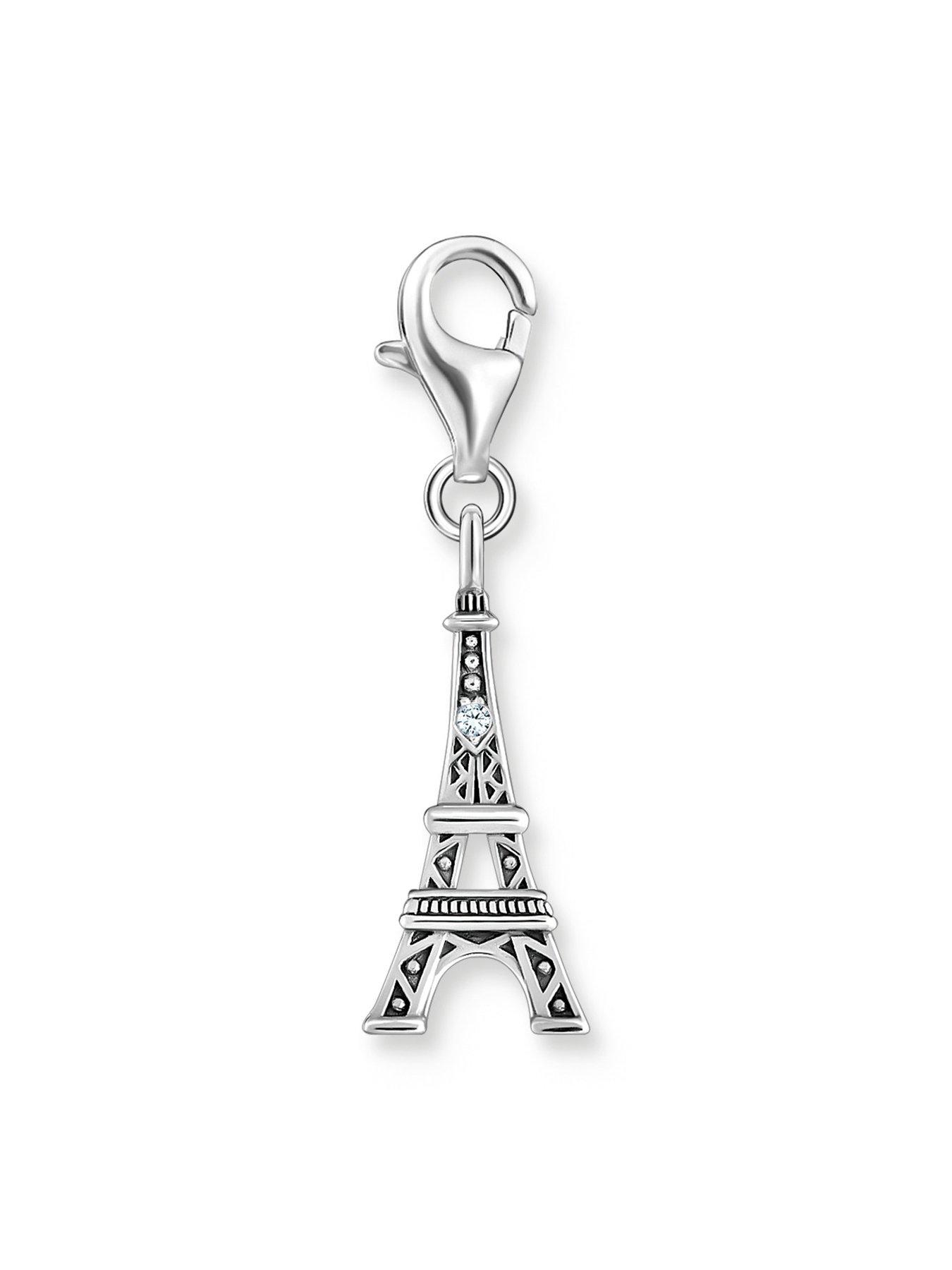 Image 3 of 5 of Thomas Sabo Eiffel Tower Charm: 3D iconic design, rich detail, cut-outs, engraved lines, white zirconia beacon. Mix with Charm Club pieces