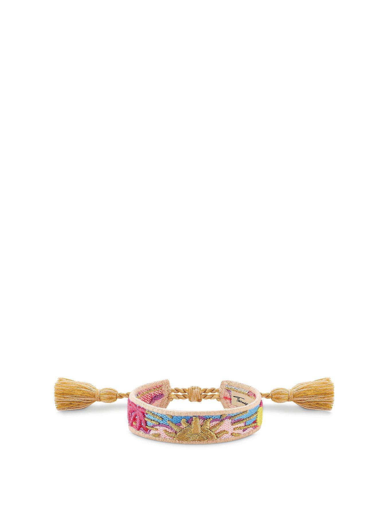 Image 1 of 3 of Thomas Sabo Womens Multicoloured Charm club woven festival bracelet, adjustable, side fastening with tassels