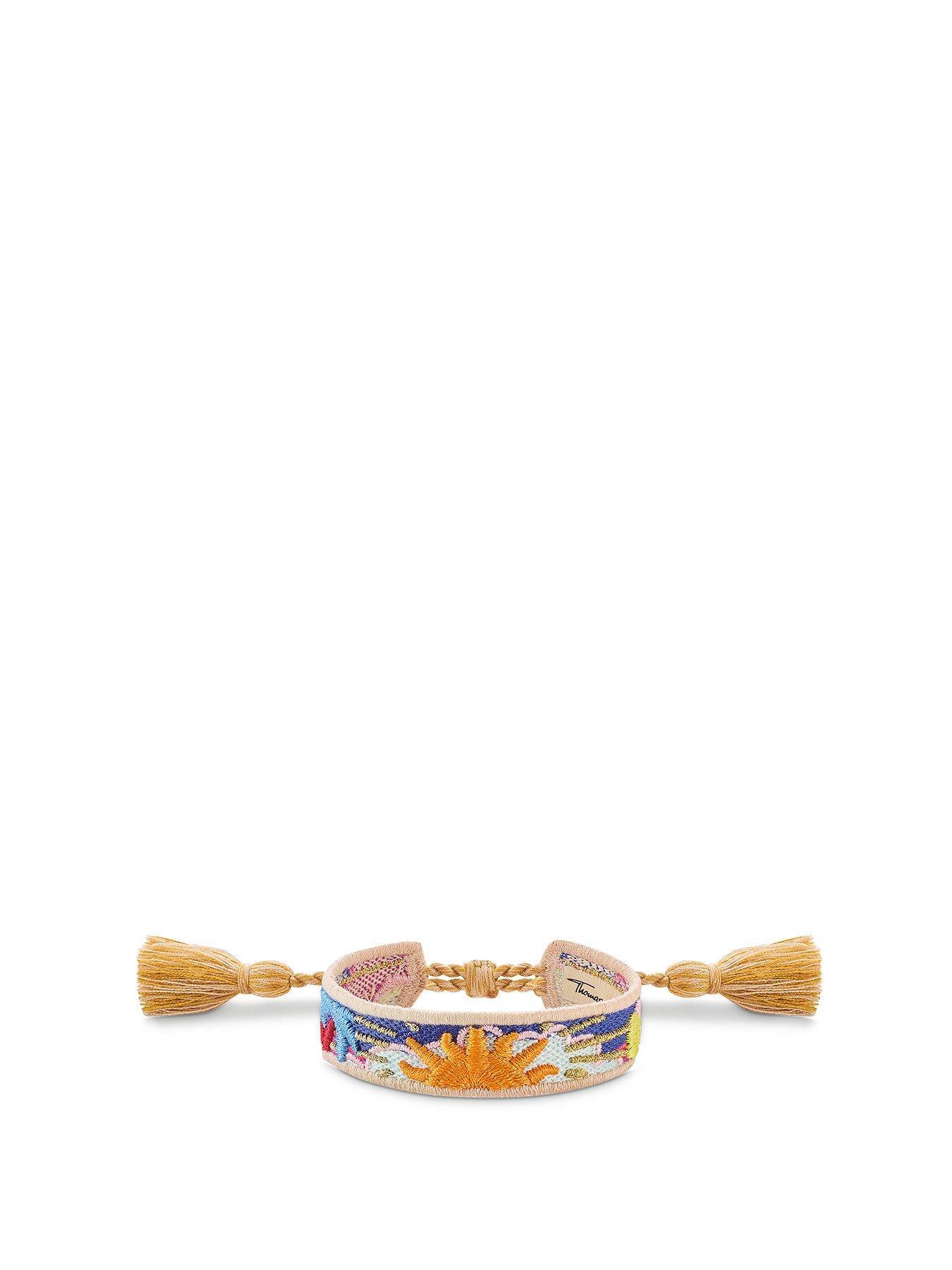 Thomas Sabo Womens Multicoloured Charm club woven festival bracelet adjustable side fastening with tassels Very