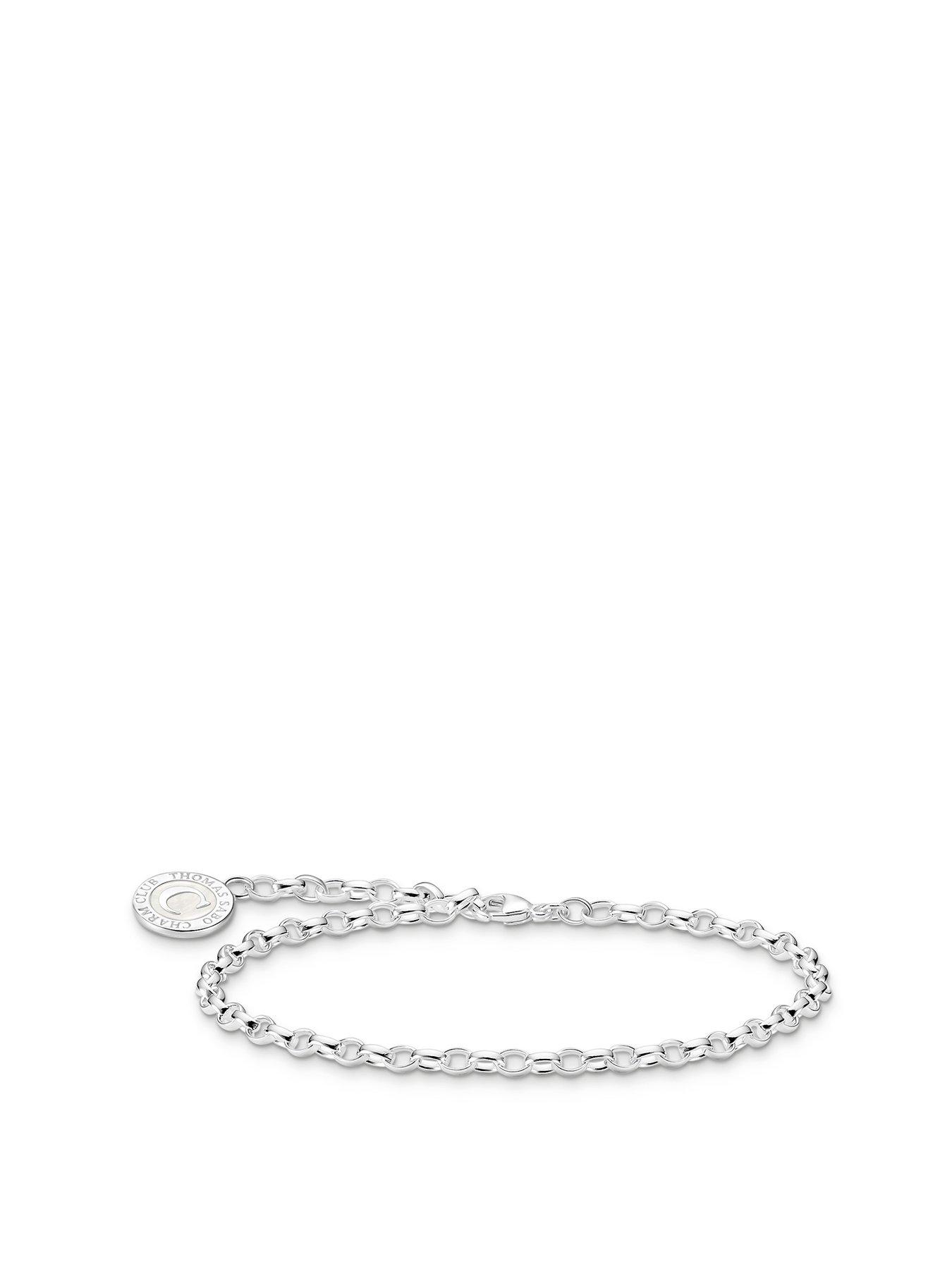 Product photograph of Thomas Sabo Versatile Thomas Sabo Charm Bracelet Polished 925 Silver Wide Links Customizable Hand-painted Charmista Coin Adjustable Length from very.co.uk