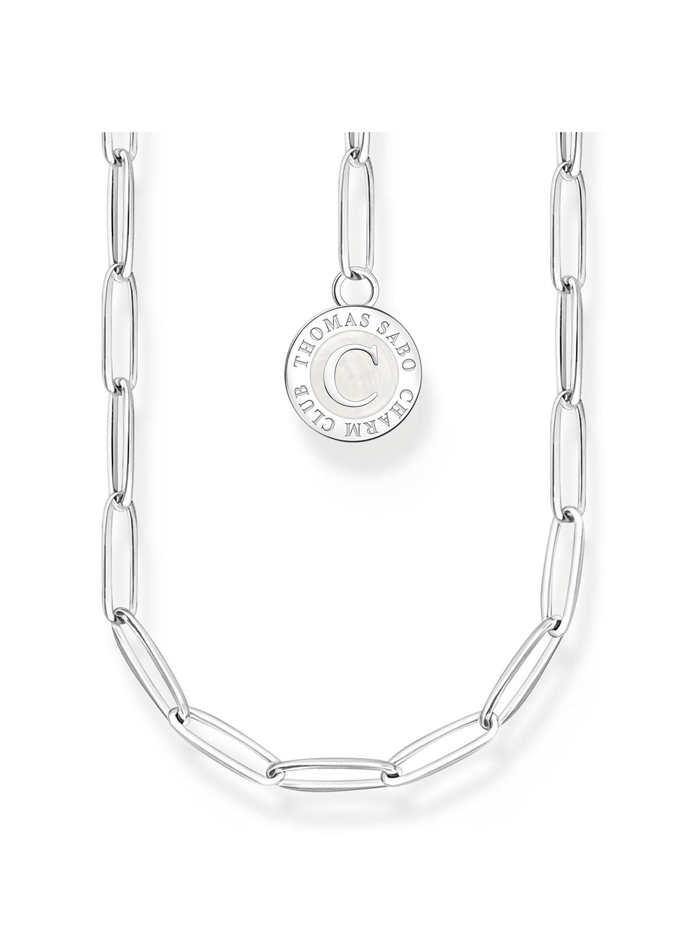 Thomas Sabo Charm Holder Necklace: Polished 925 silver, customizable with multiple charm pendants on long anchor chain links