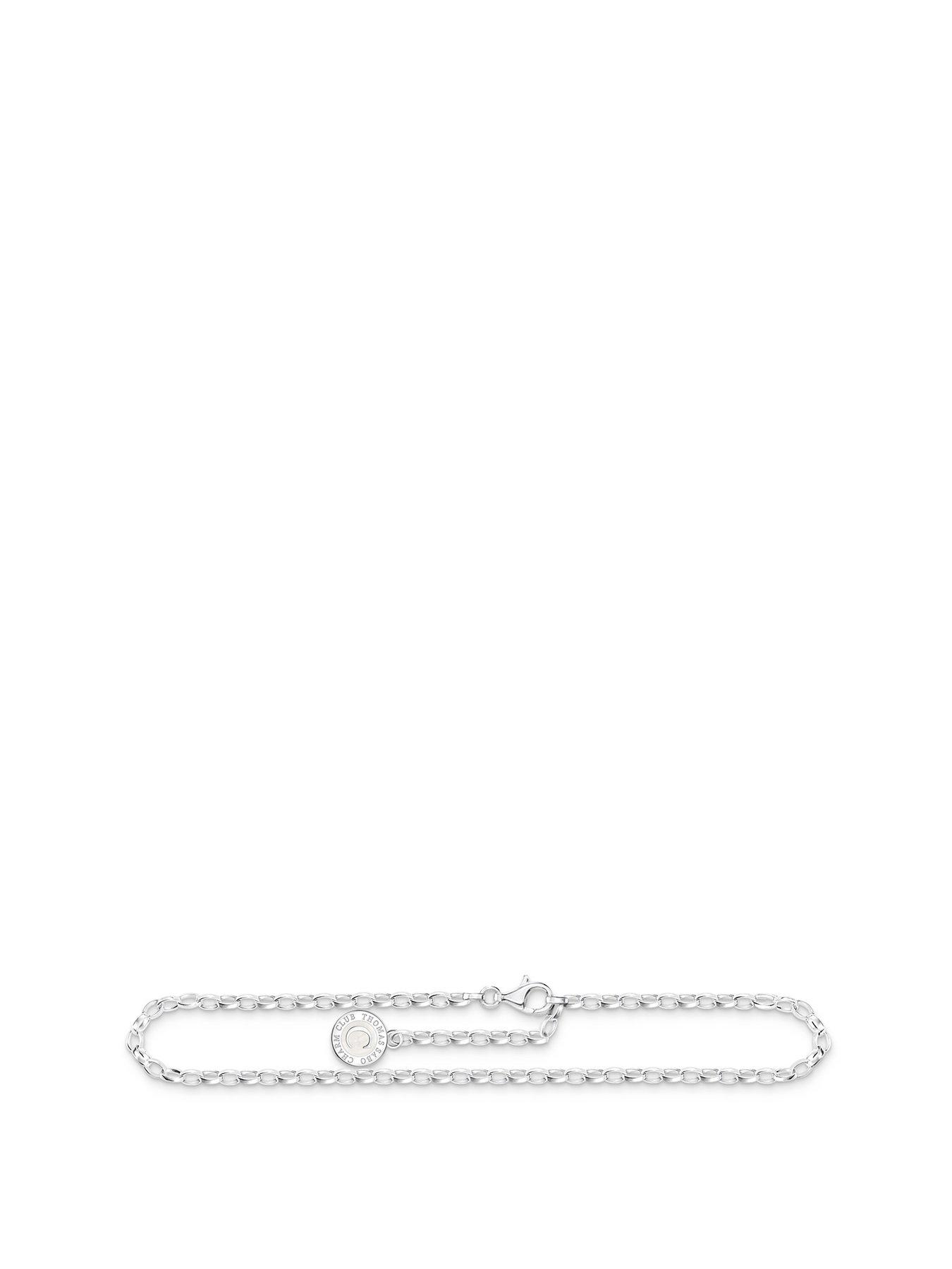 Thomas Sabo Charm Anklet: Polished 925 silver, customizable with various charm pendants on anchor chain links