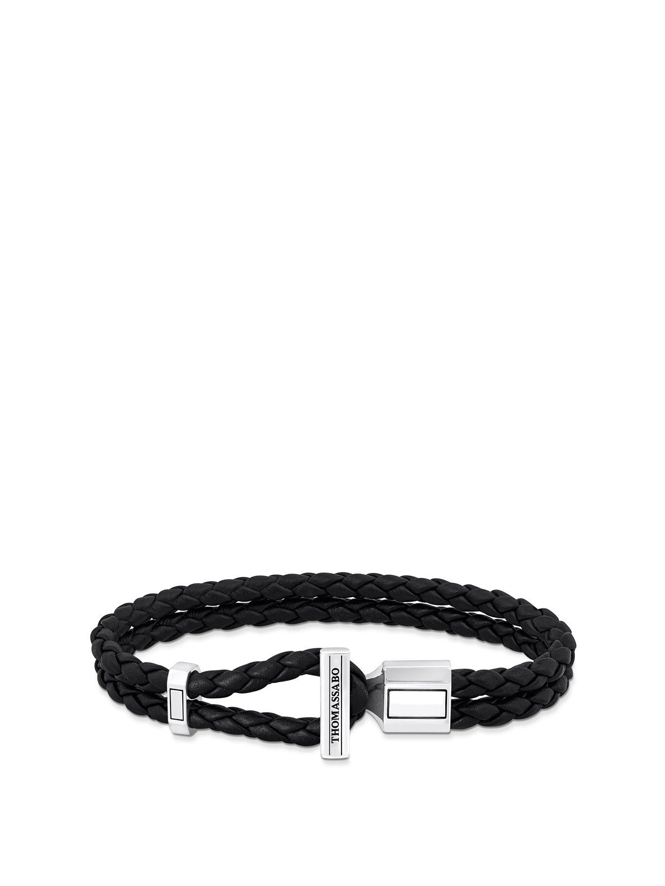 Product photograph of Thomas Sabo Unisex Basic Leather Bracelet - Black from very.co.uk