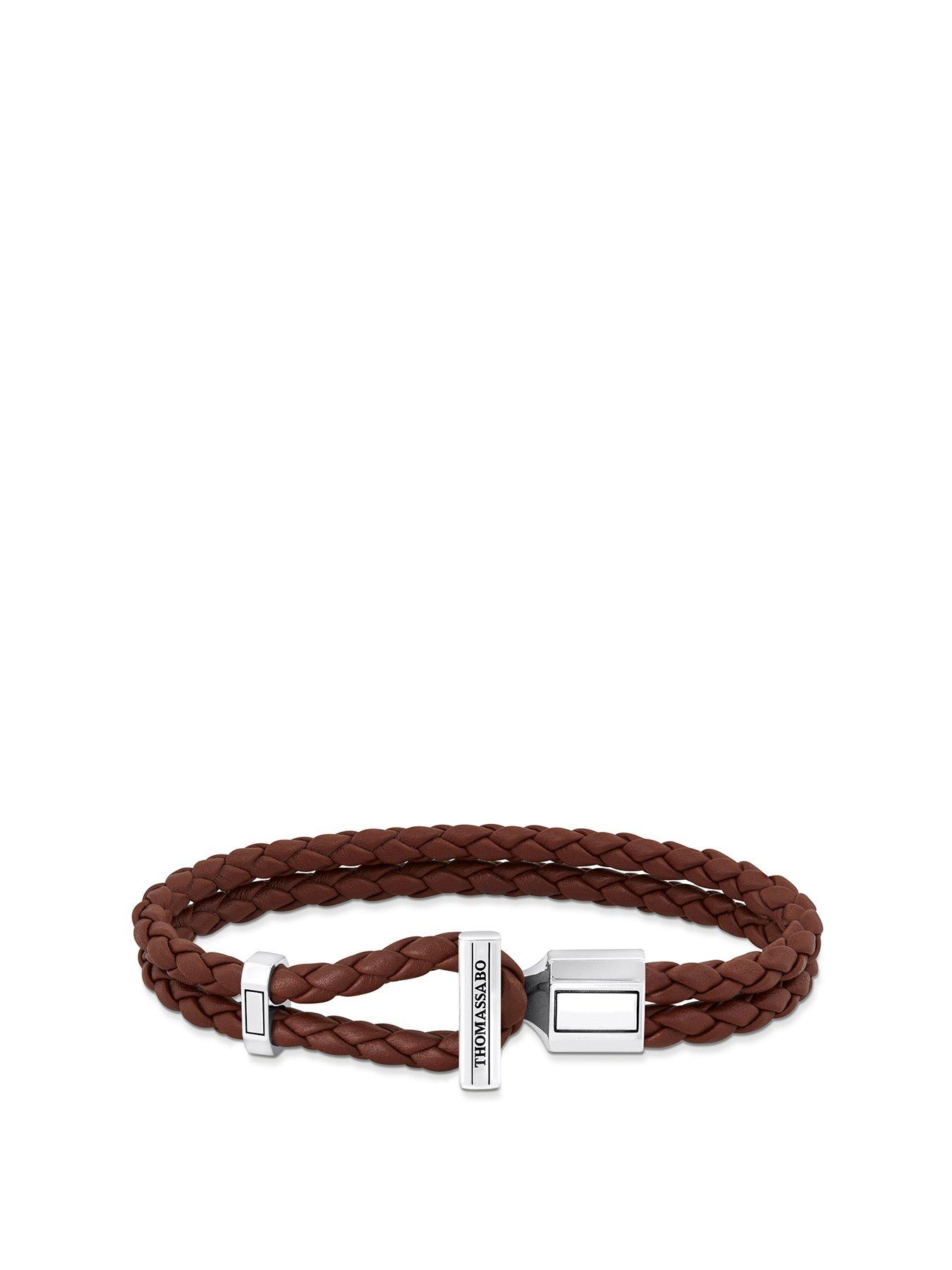 Product photograph of Thomas Sabo Unisex Basic Leather Bracelet - Brown from very.co.uk