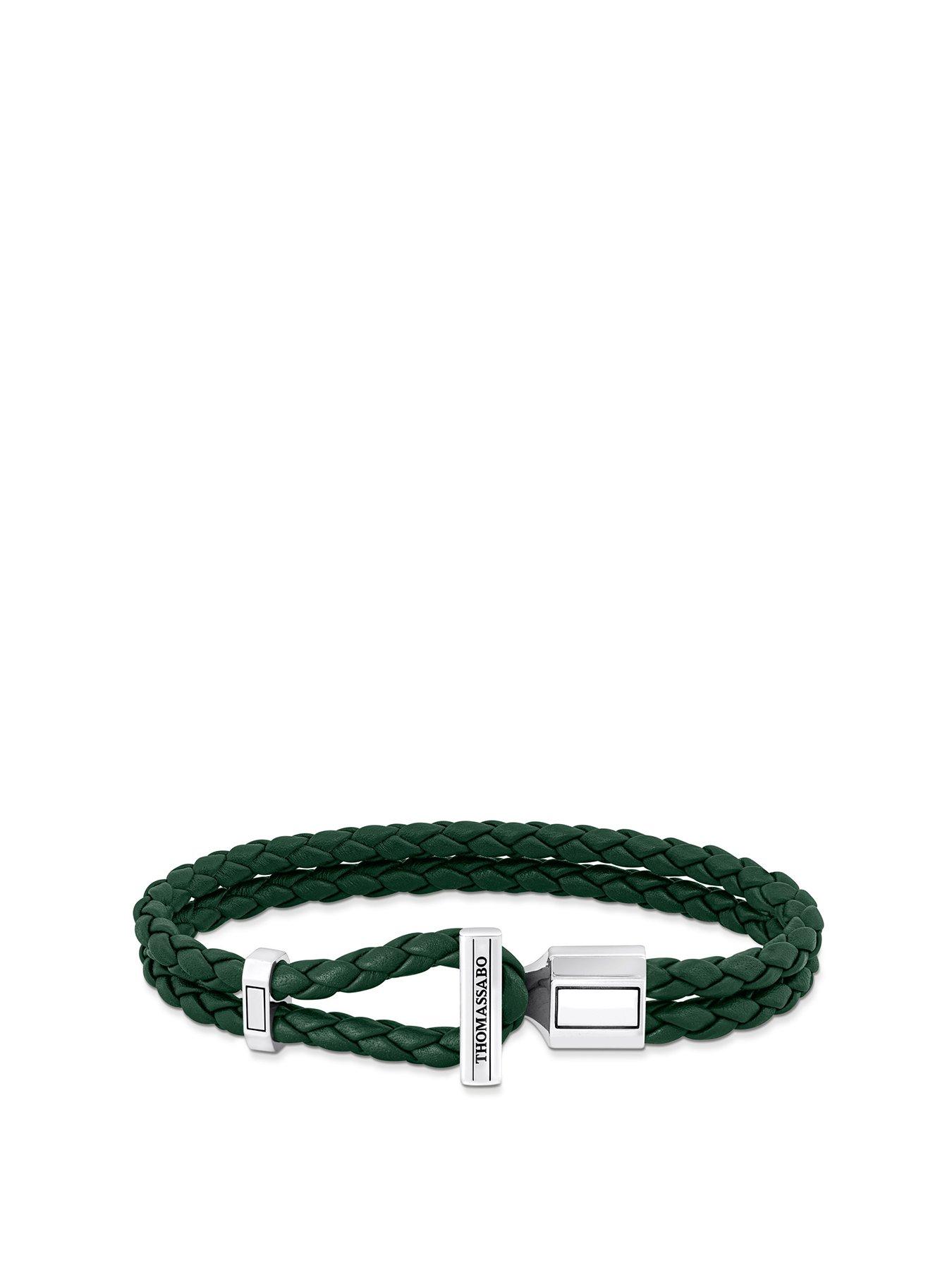 Product photograph of Thomas Sabo Unisex Basic Leather Bracelet - Green from very.co.uk