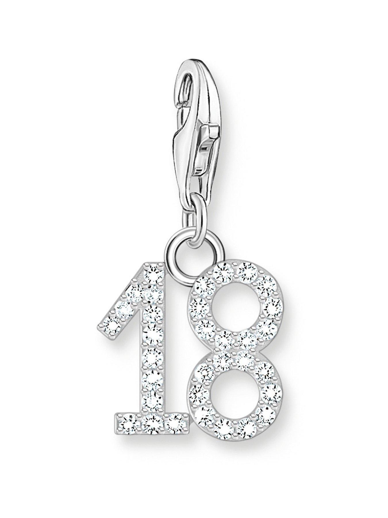 Product photograph of Thomas Sabo Charm Number 18 - 925 Silver And Zirconia from very.co.uk