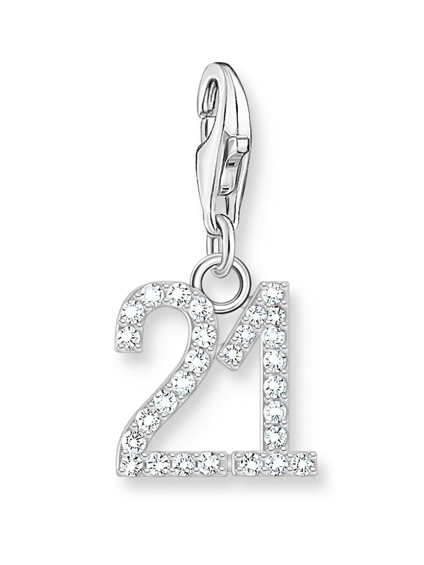 Product photograph of Thomas Sabo Charm Number 21 - 925 Silver And Zirconia from very.co.uk