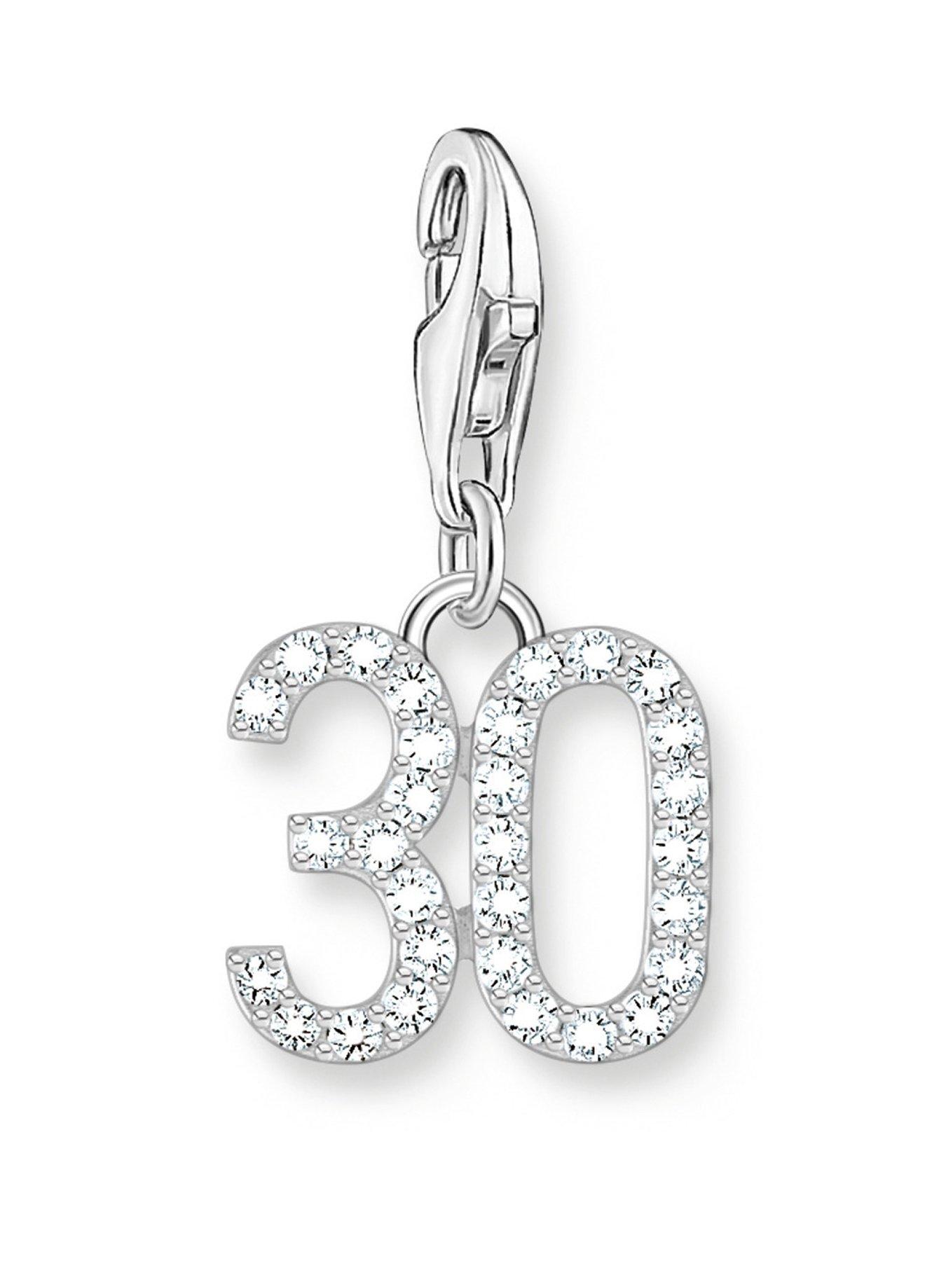 Product photograph of Thomas Sabo Charm Number 30- 925 Silver And Zirconia from very.co.uk