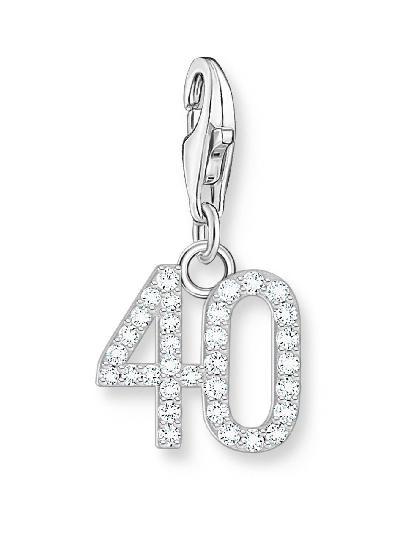 Product photograph of Thomas Sabo Charm Number 40 - 925 Silver And Zirconia from very.co.uk