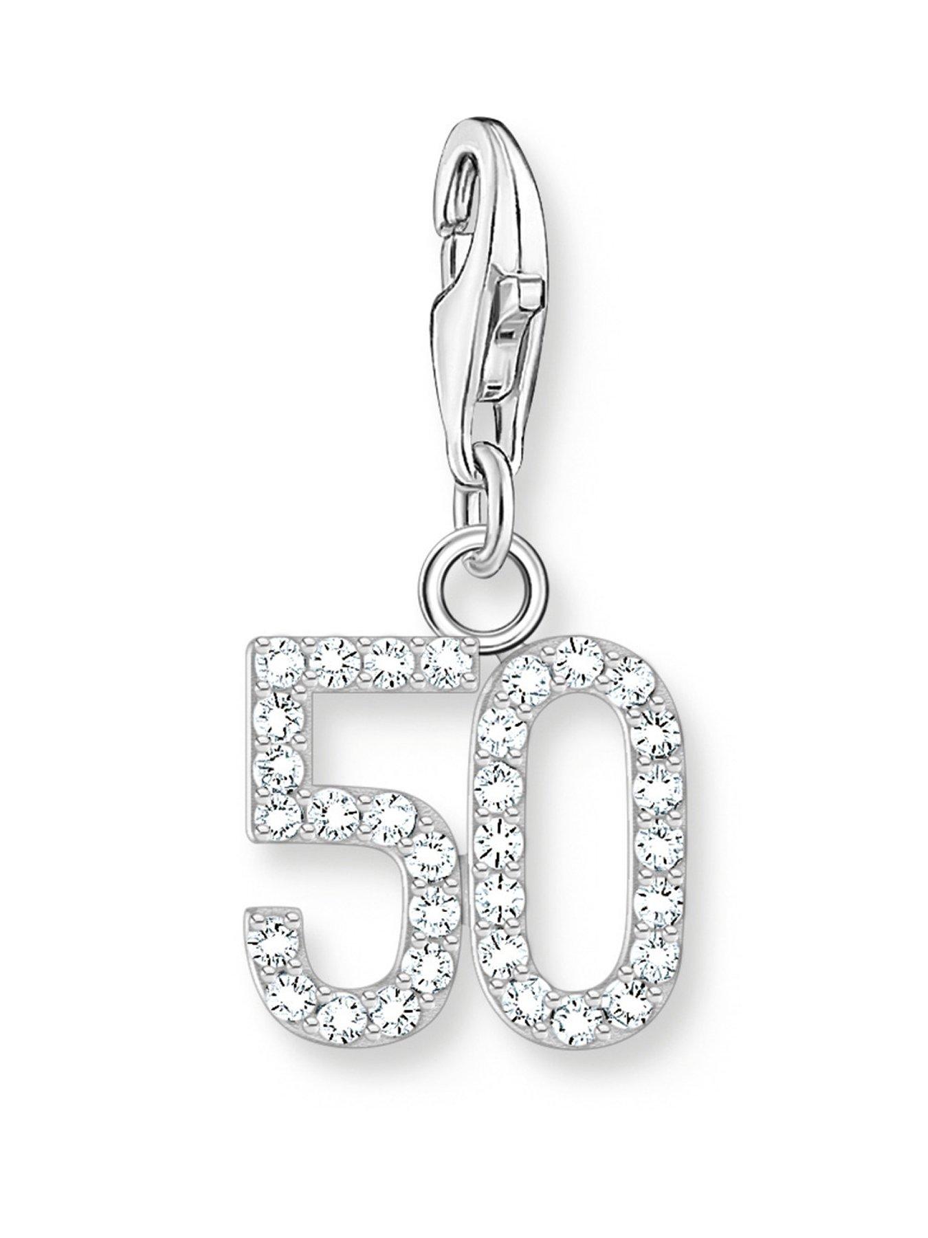 Product photograph of Thomas Sabo Charm Number 50- 925 Silver And Zirconia from very.co.uk