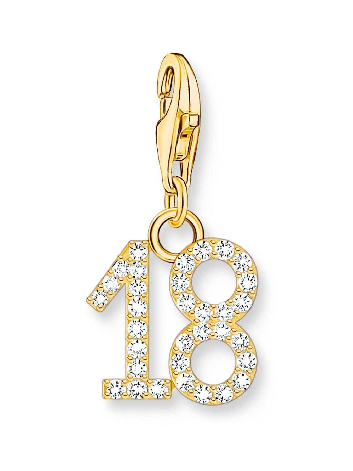 Product photograph of Thomas Sabo Charm Number 18 - 925 Silver 750 Gold Plating Amp Hand-set Zirconia from very.co.uk