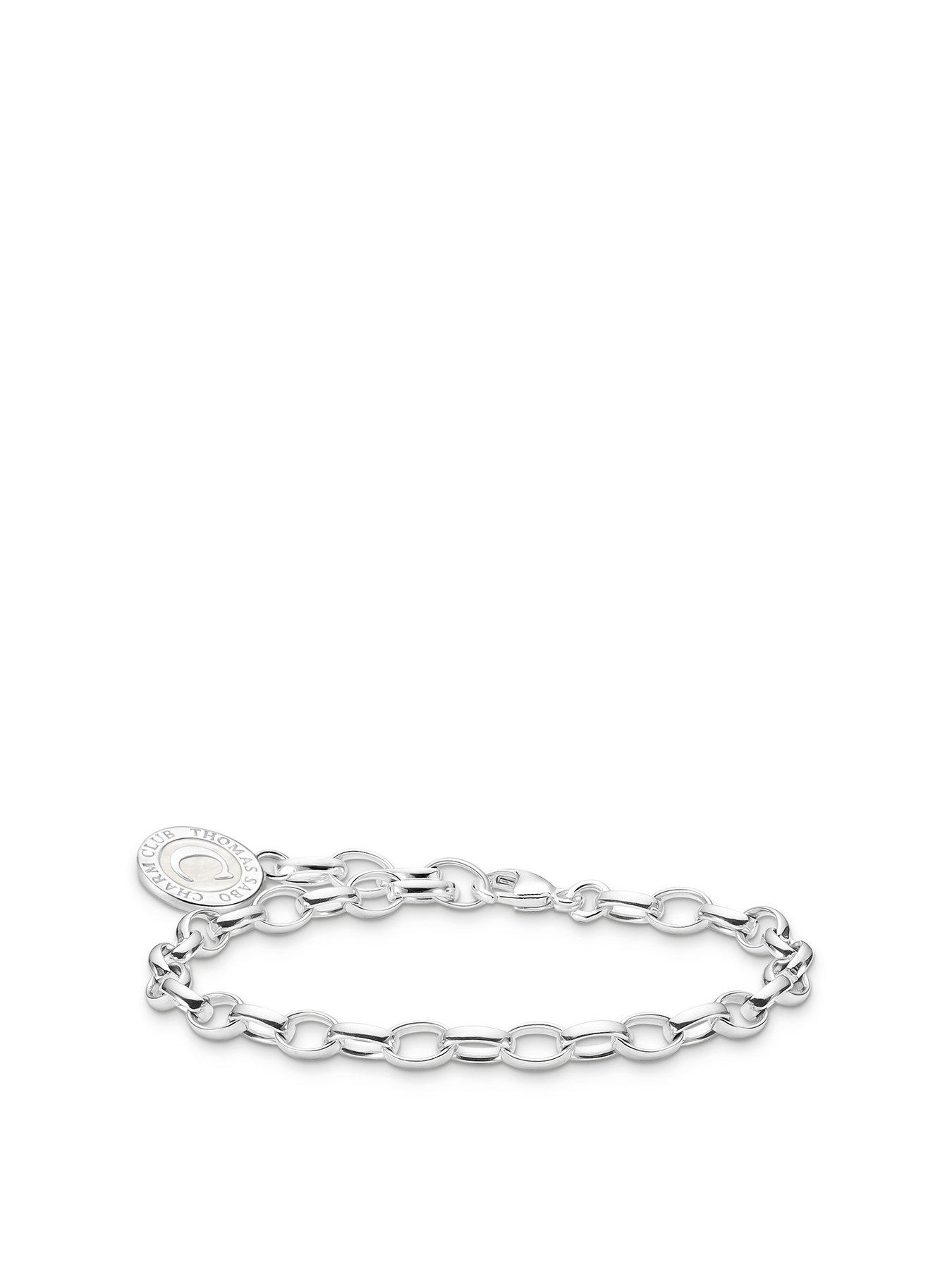 Product photograph of Thomas Sabo Charm Bracelet Polished 925 Silver Customizable On Wide Anchor Links Hand-painted Charmista Coin Individually Adjustable from very.co.uk
