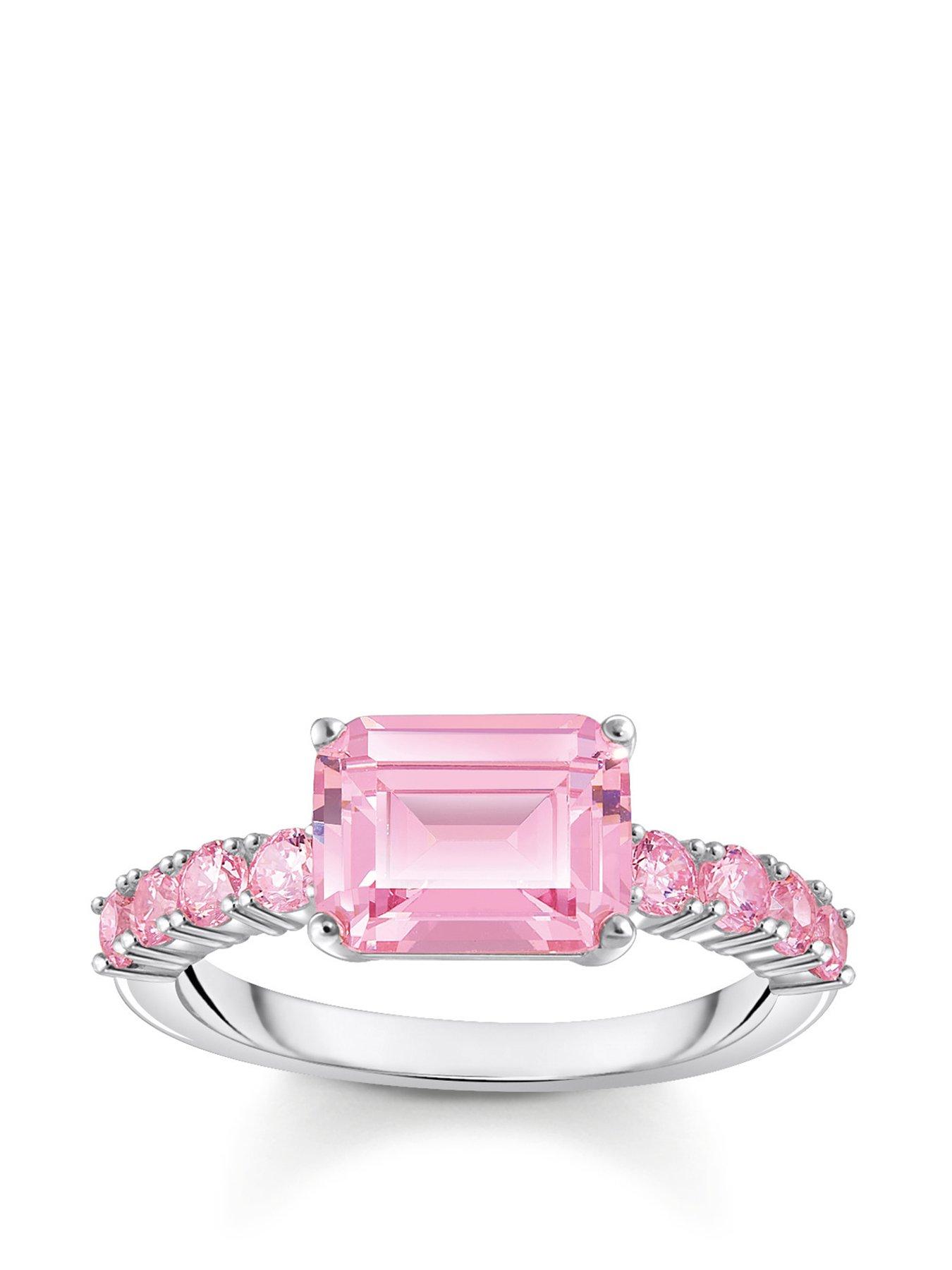 Product photograph of Thomas Sabo Heritage Glam Pink Solitaire Ring 925 Silver And Pink Zirconia from very.co.uk