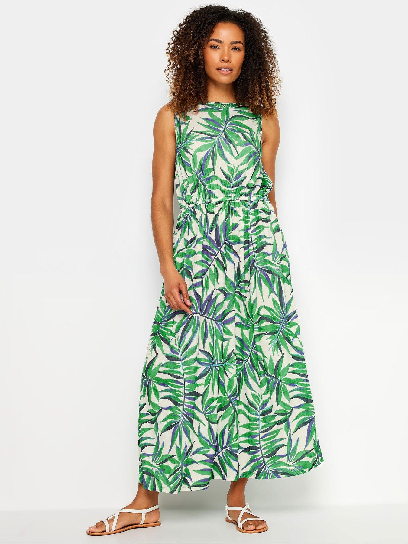 M Co Tropical Leaf Halter Neck Maxi Dress Green Very