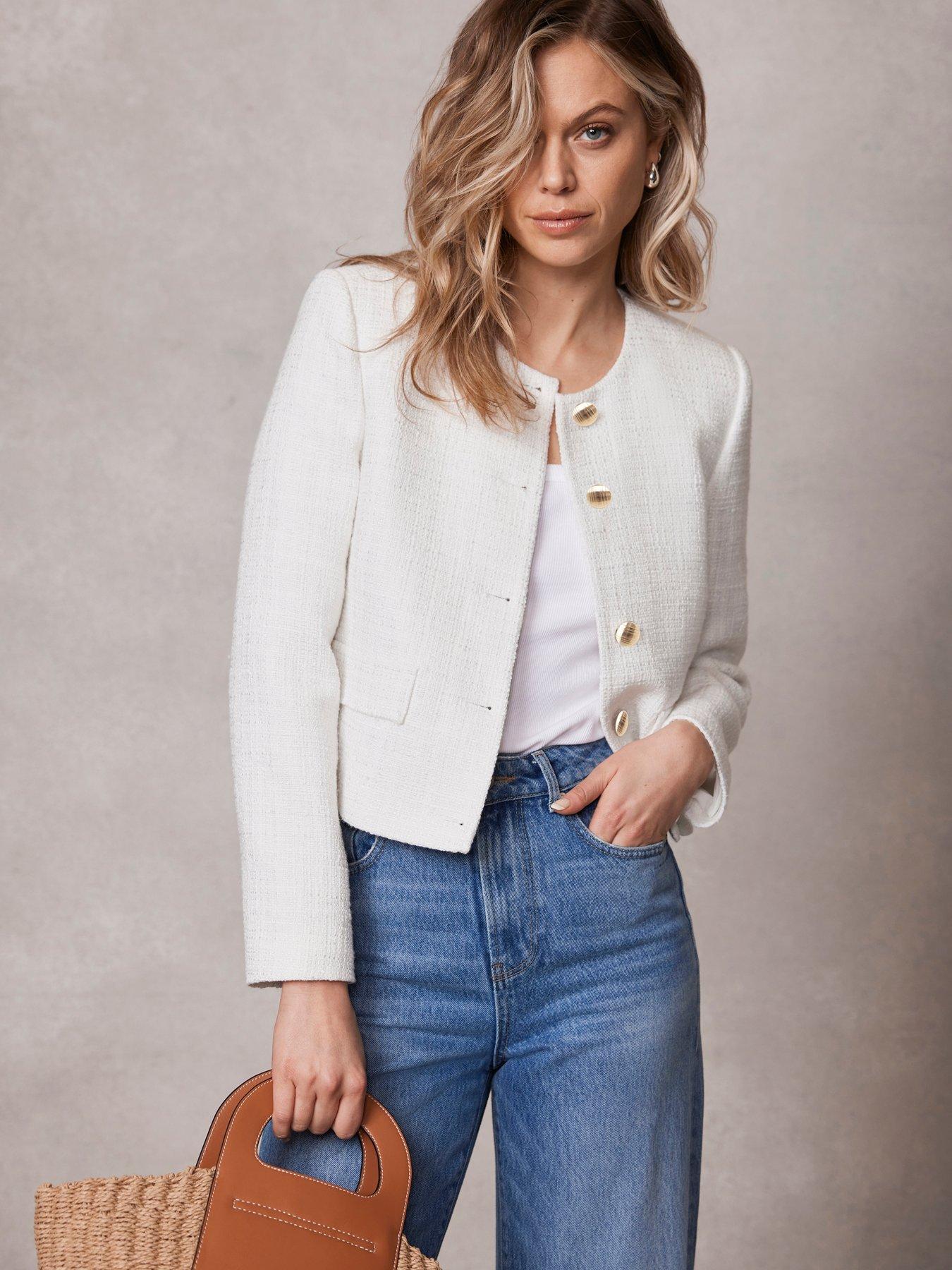 Ivory Boucle Cropped Jacket