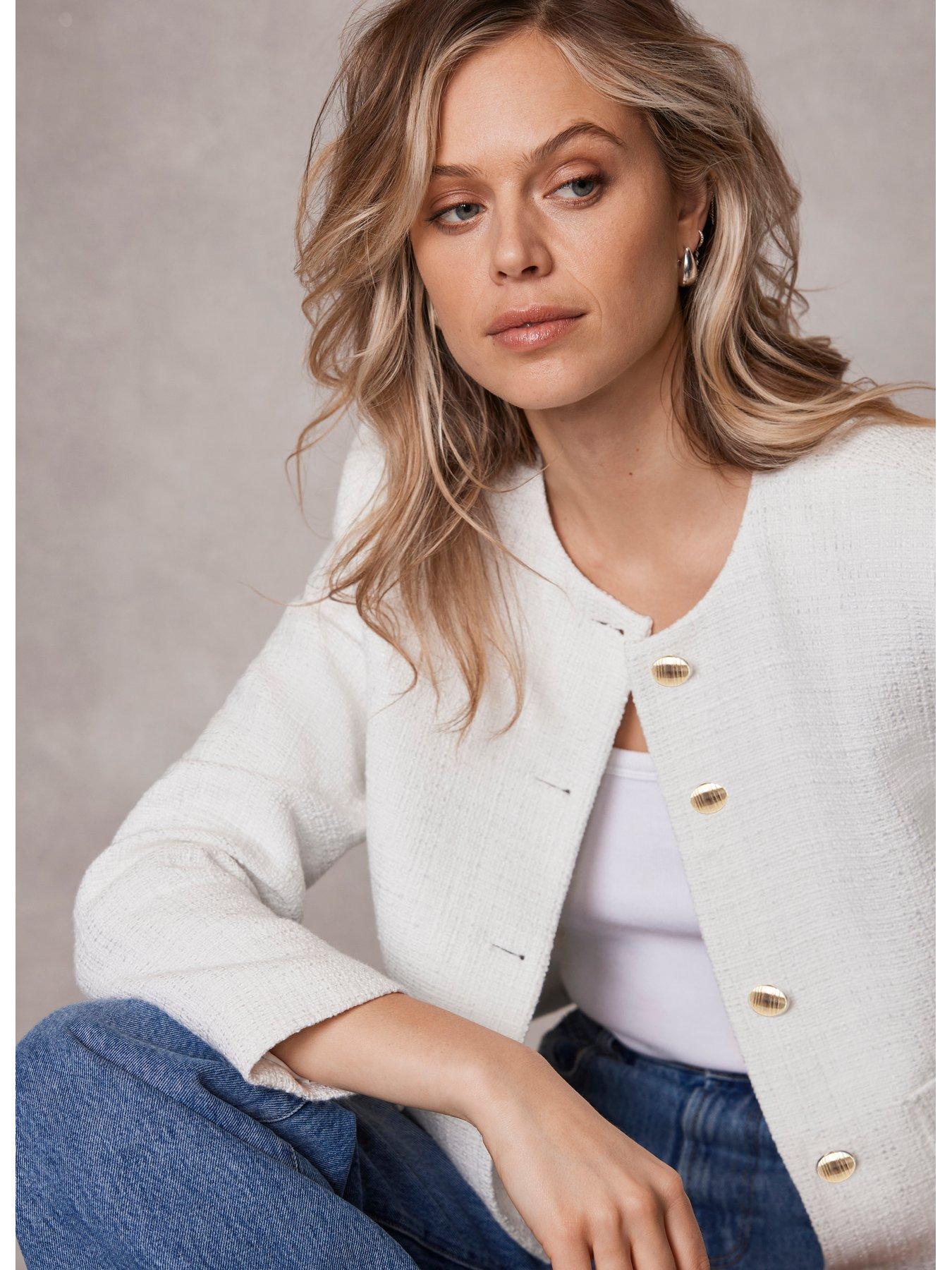 Ivory Boucle Cropped Jacket