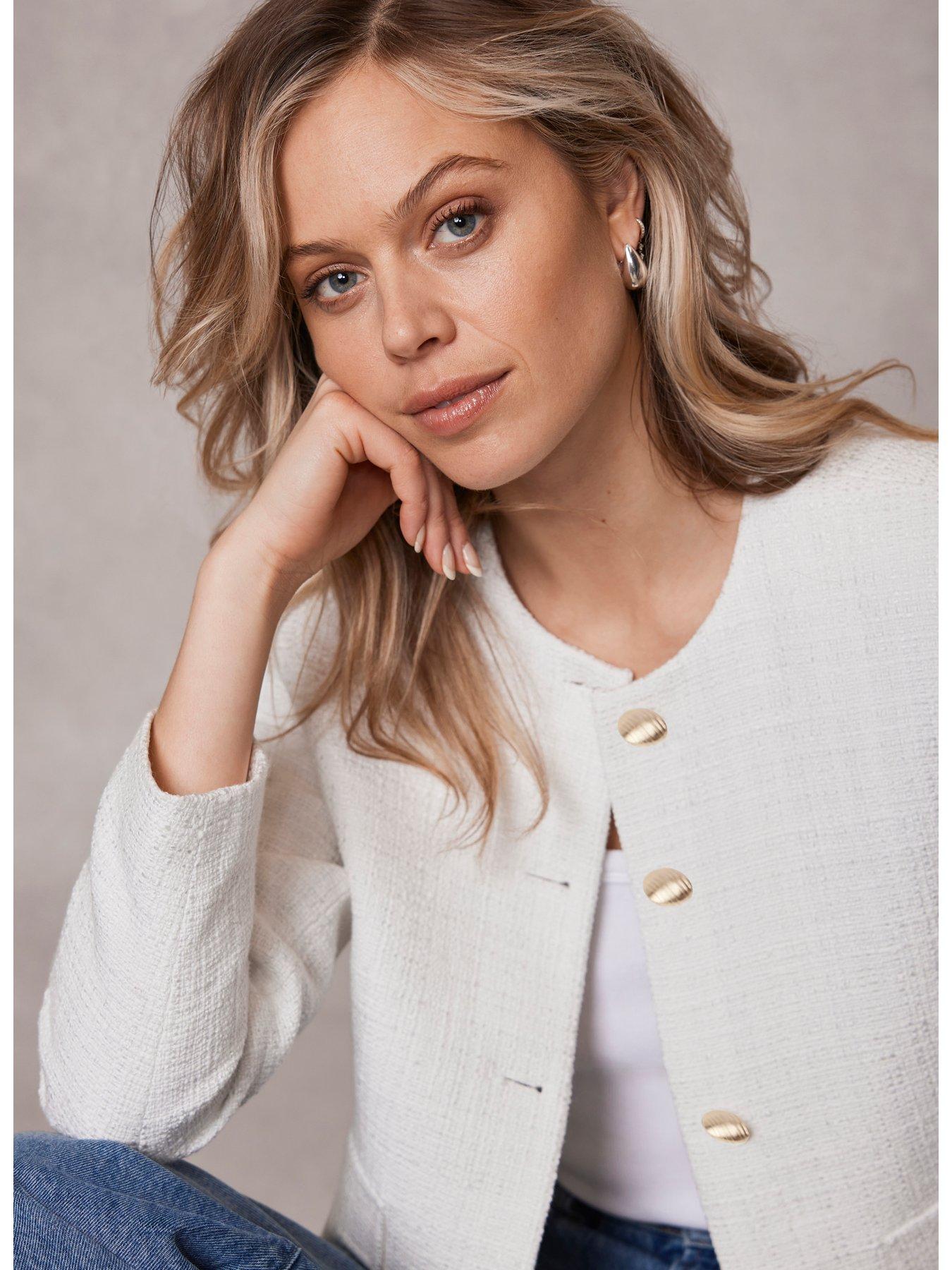Ivory Boucle Cropped Jacket
