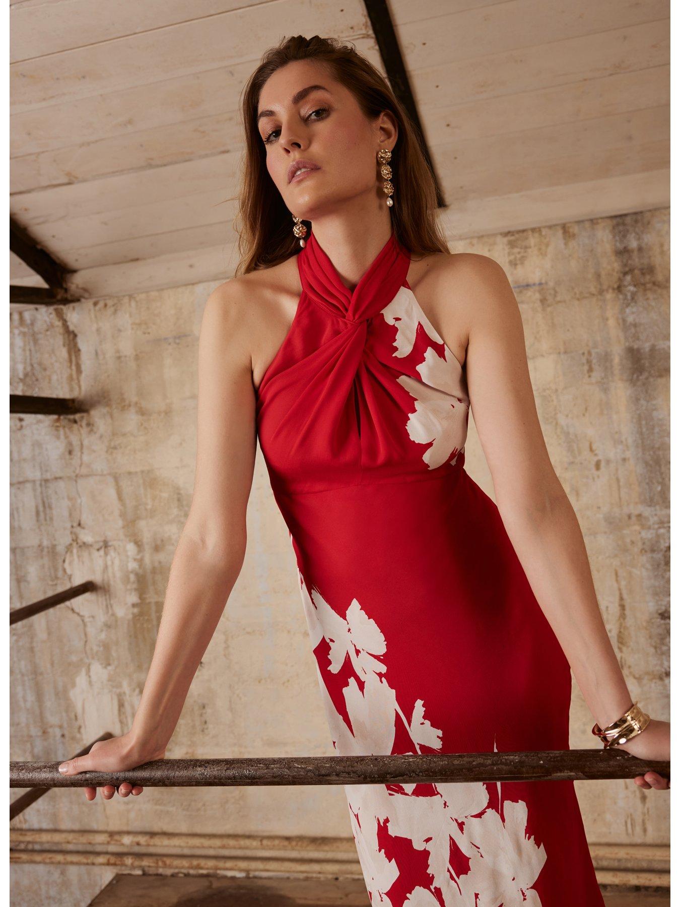 Floral Print Halter Midi Dress
